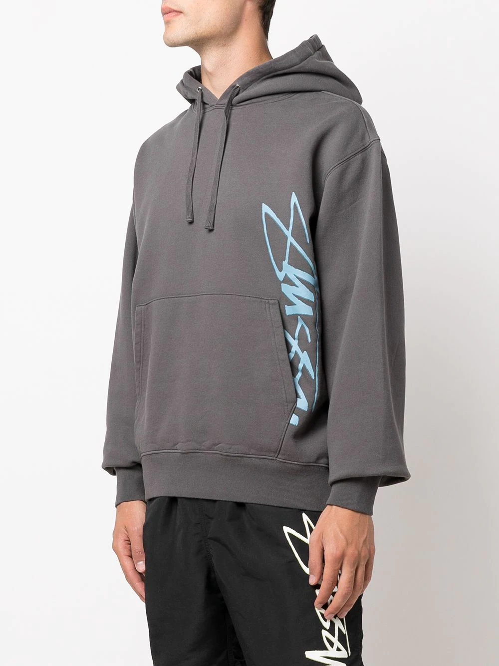 side logo print hoodie - 3