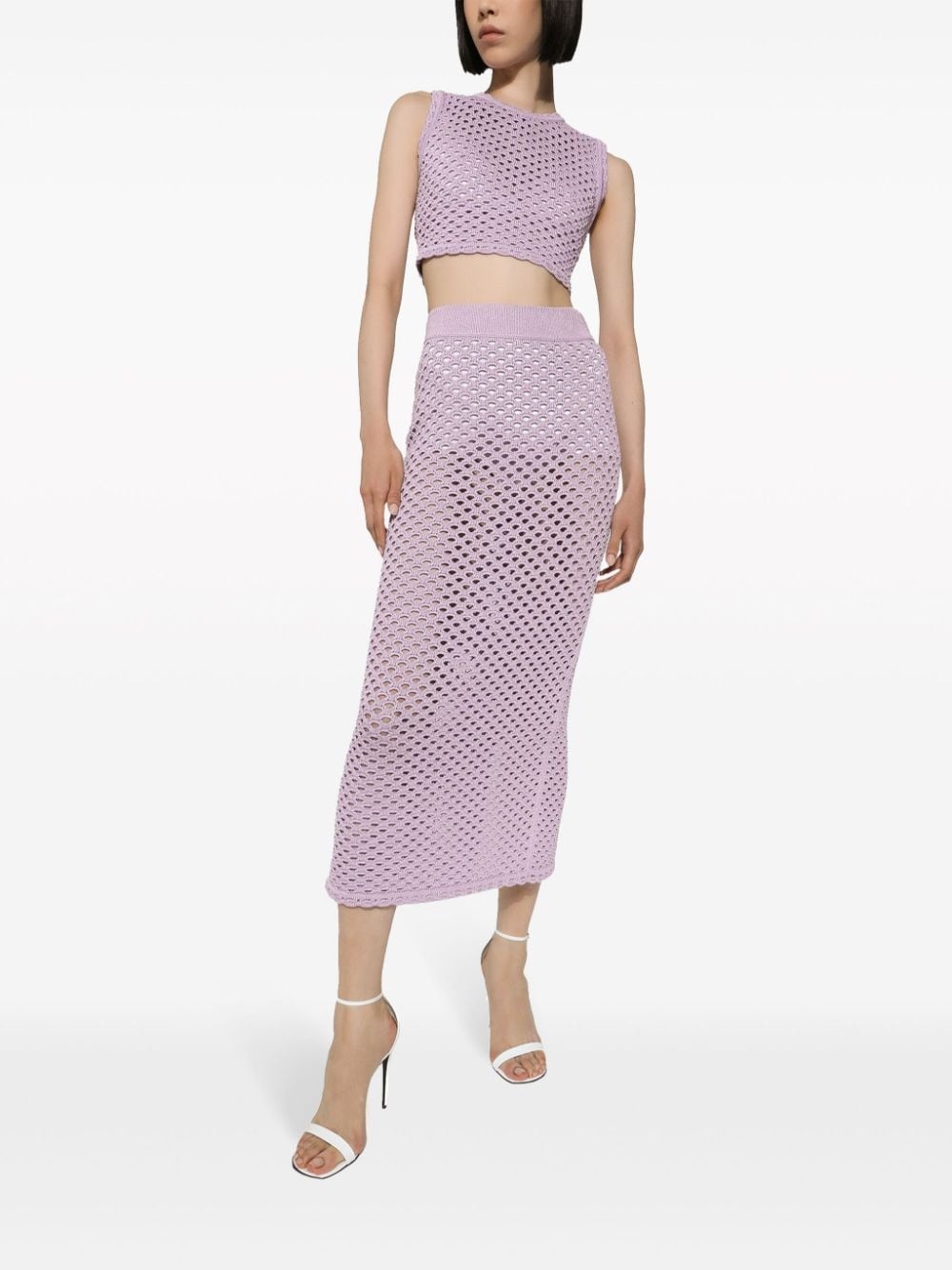 crochet-knit high-waist skirt - 2