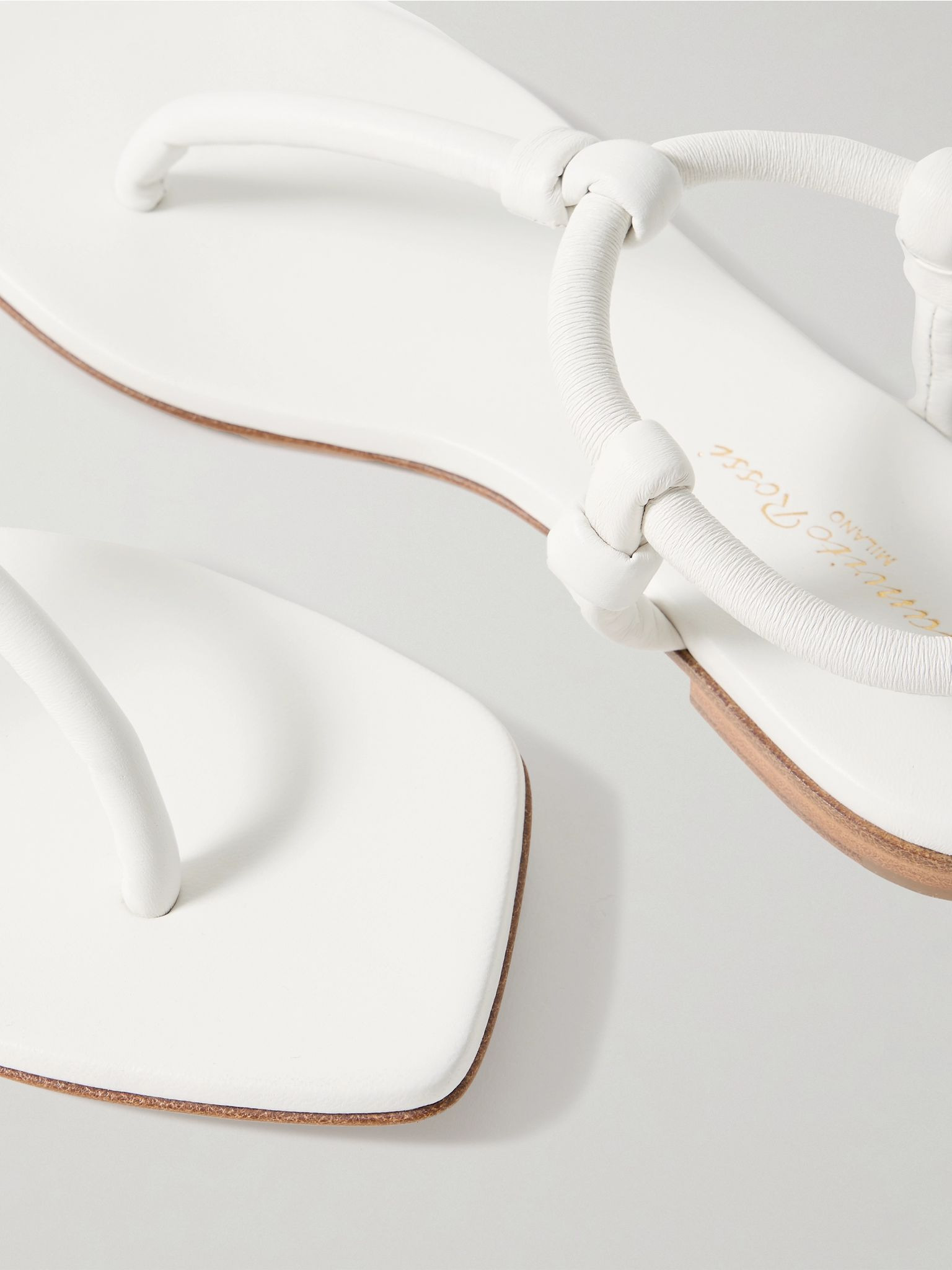 Juno Thong knotted leather sandals White - 4