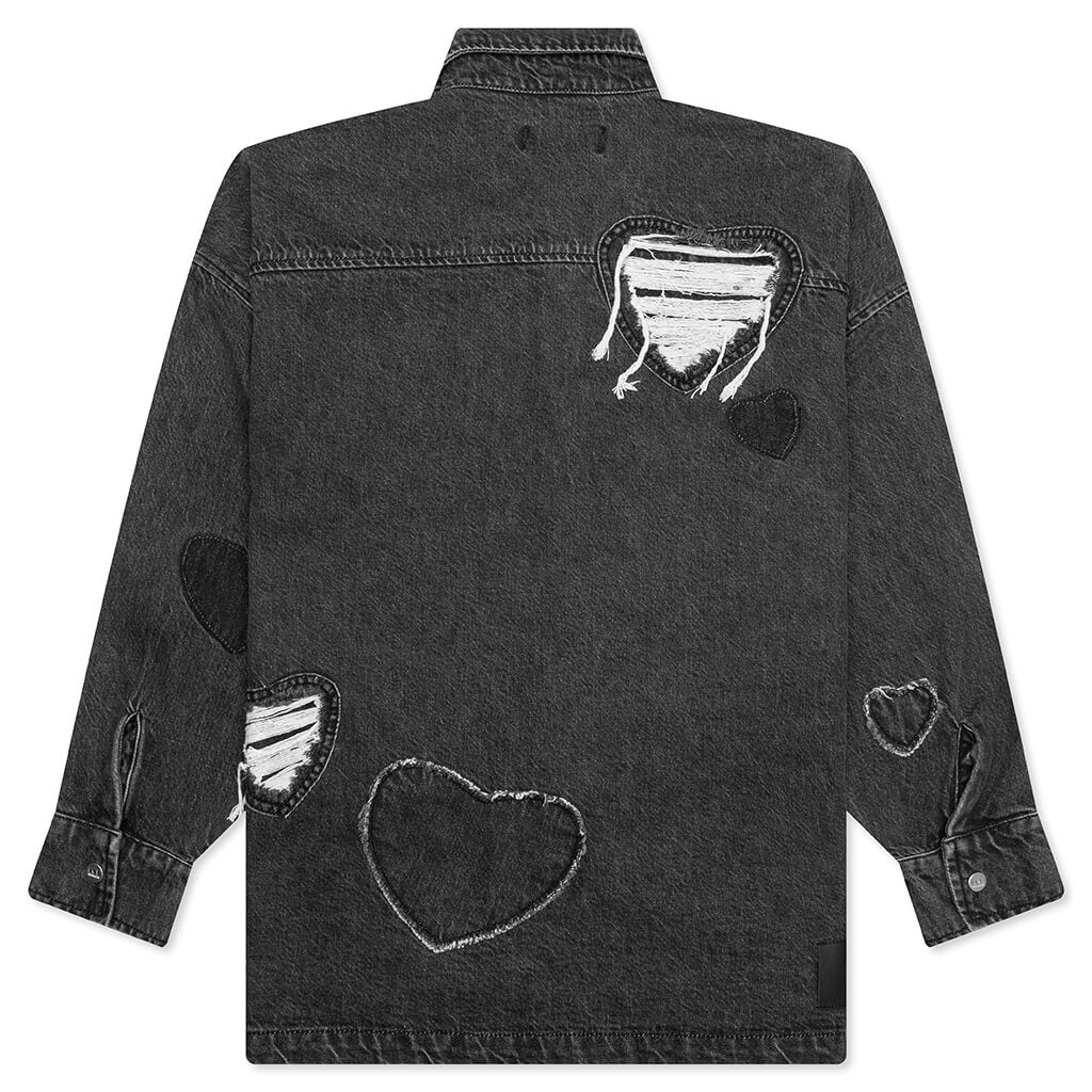 HEART PATCHWORK L/S SHIRT - HEART CHARCOAL WASH - 2