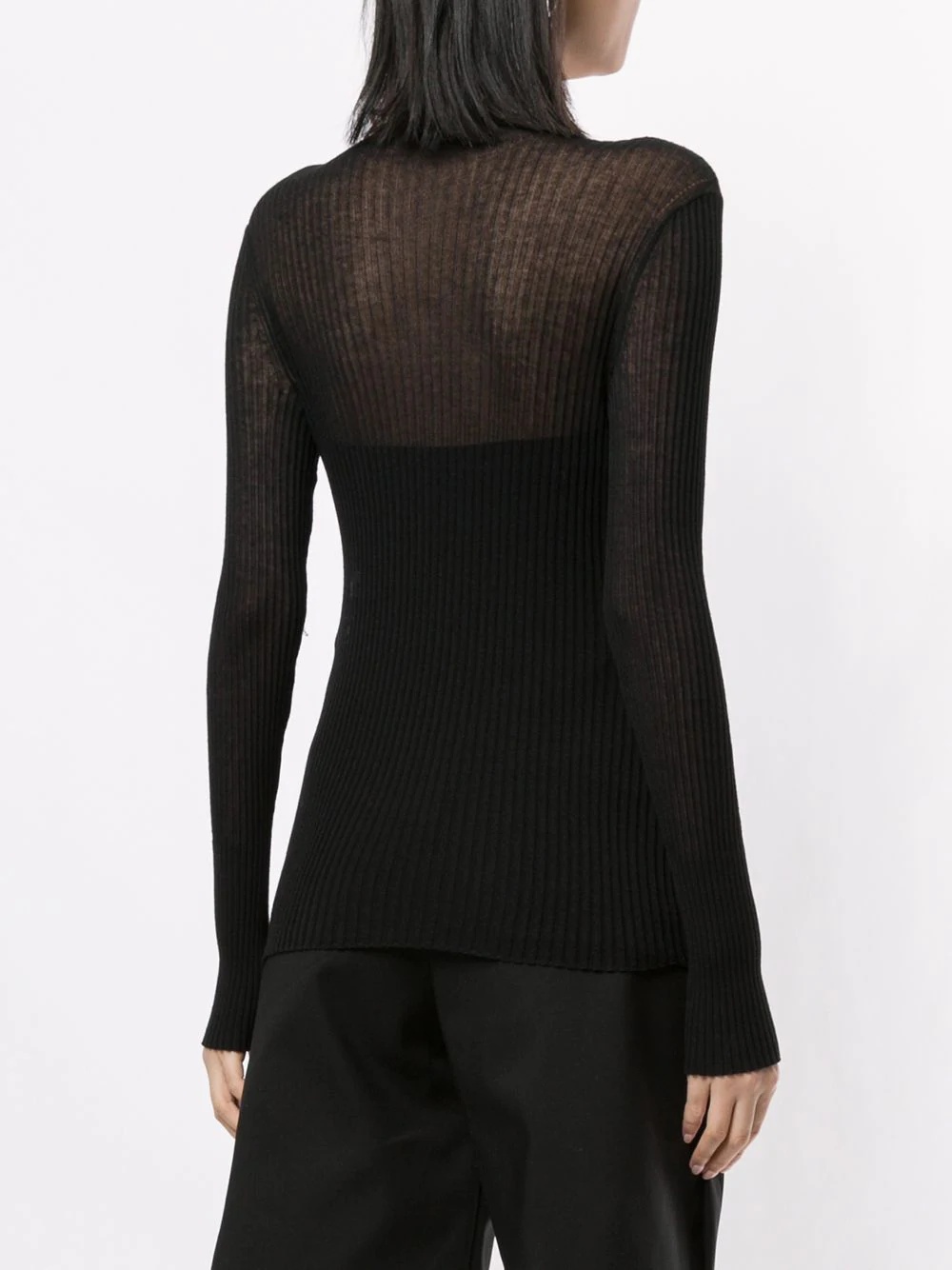 long sleeve sheer ribbed top - 4