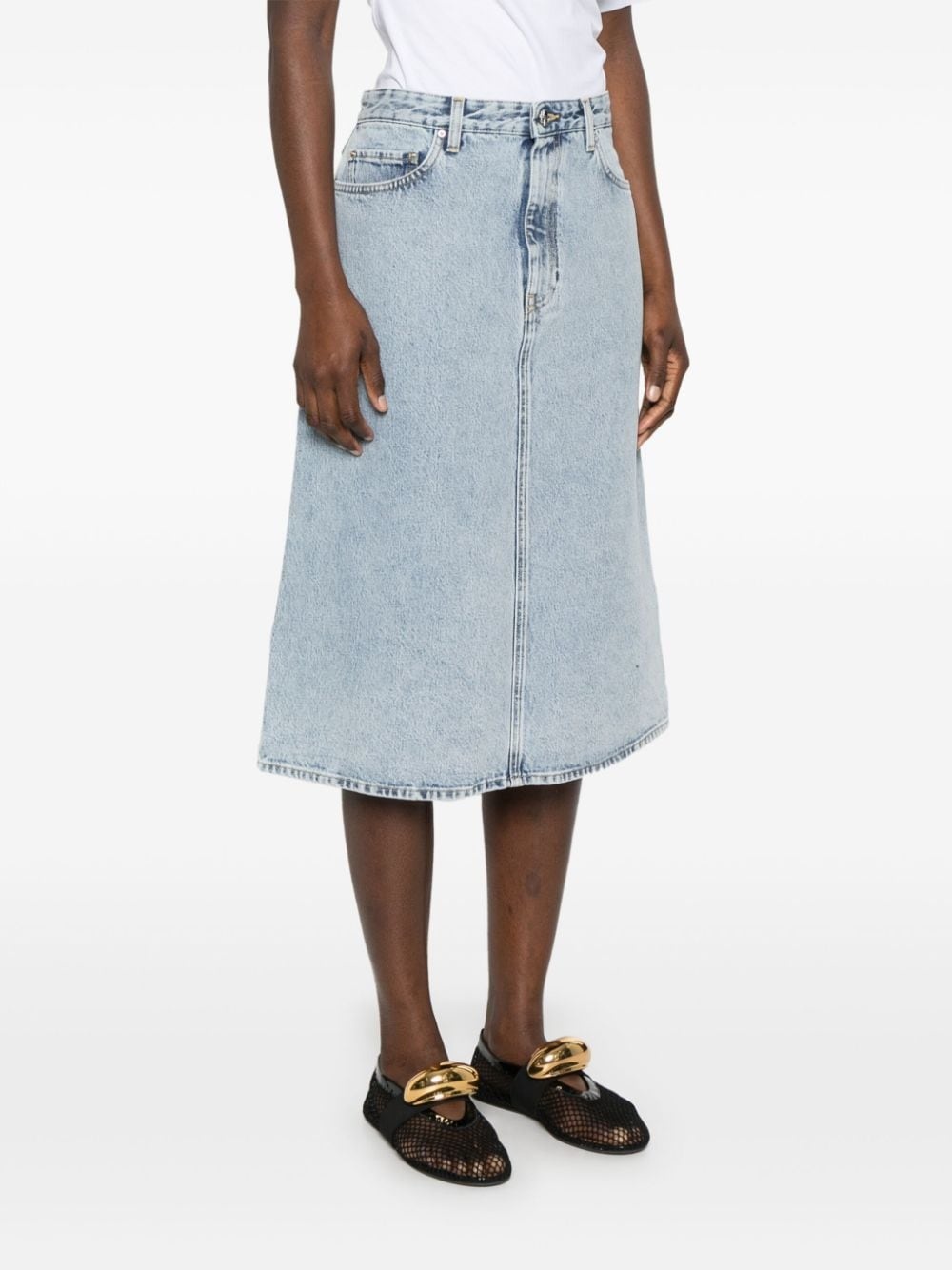 organic cotton denim midi skirt - 3