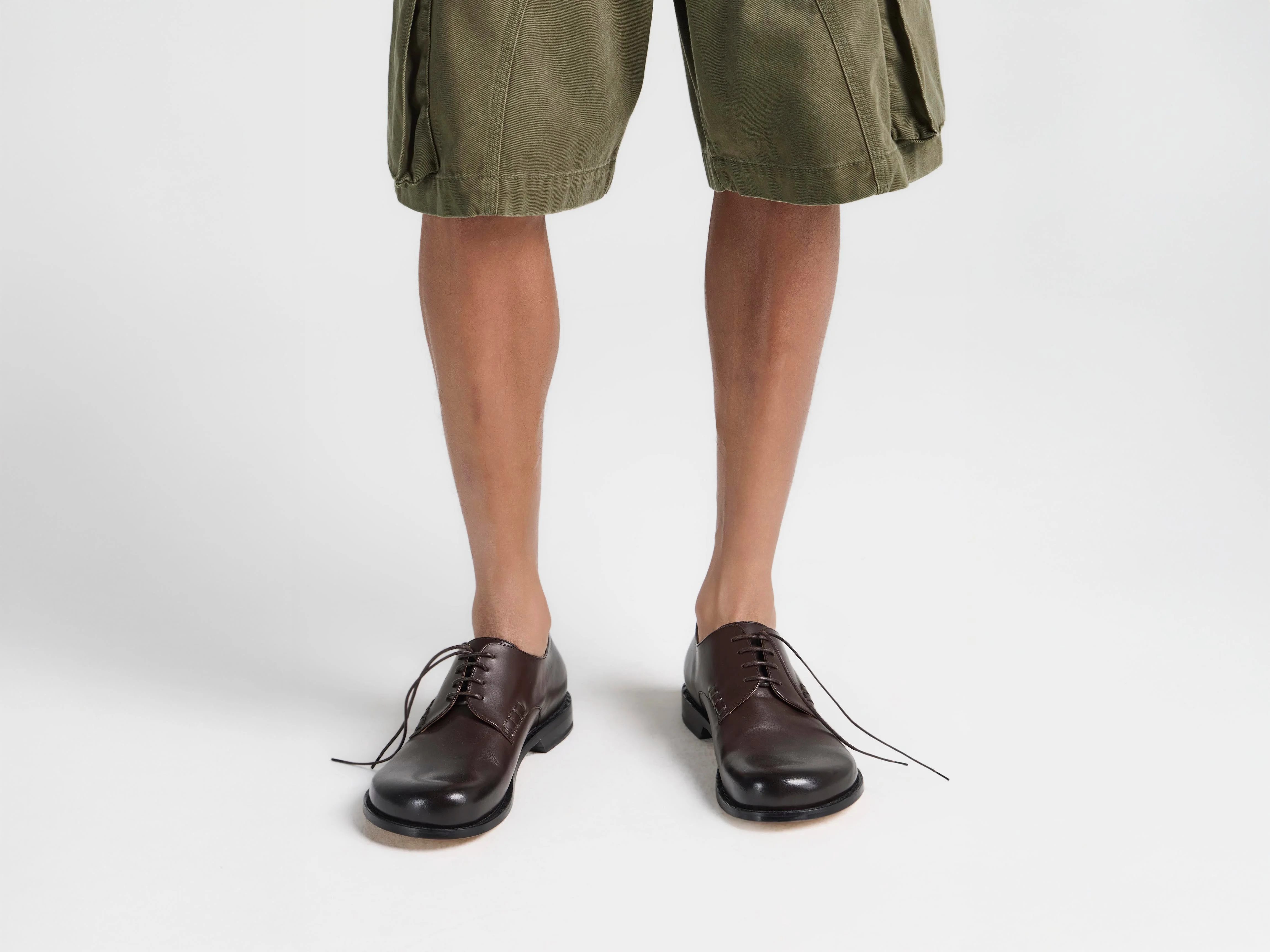 MENS LOAFER DERBY SHOE IN CHOCOLATE BROWN - 1