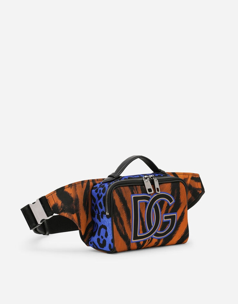 Tiger-print nylon belt bag 3