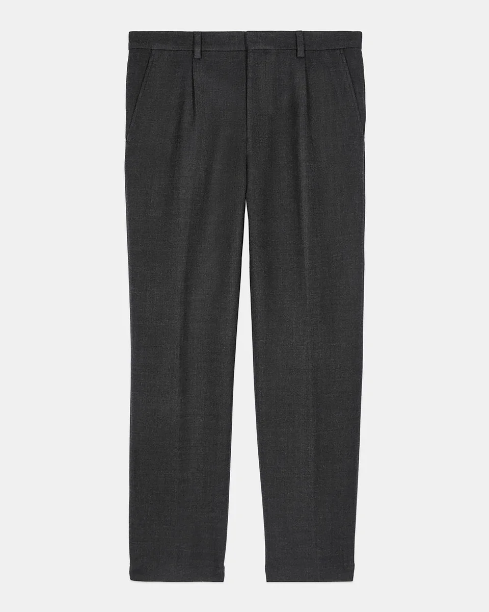 GREY COTTON AND WOOL SUIT TROUSERS - 1