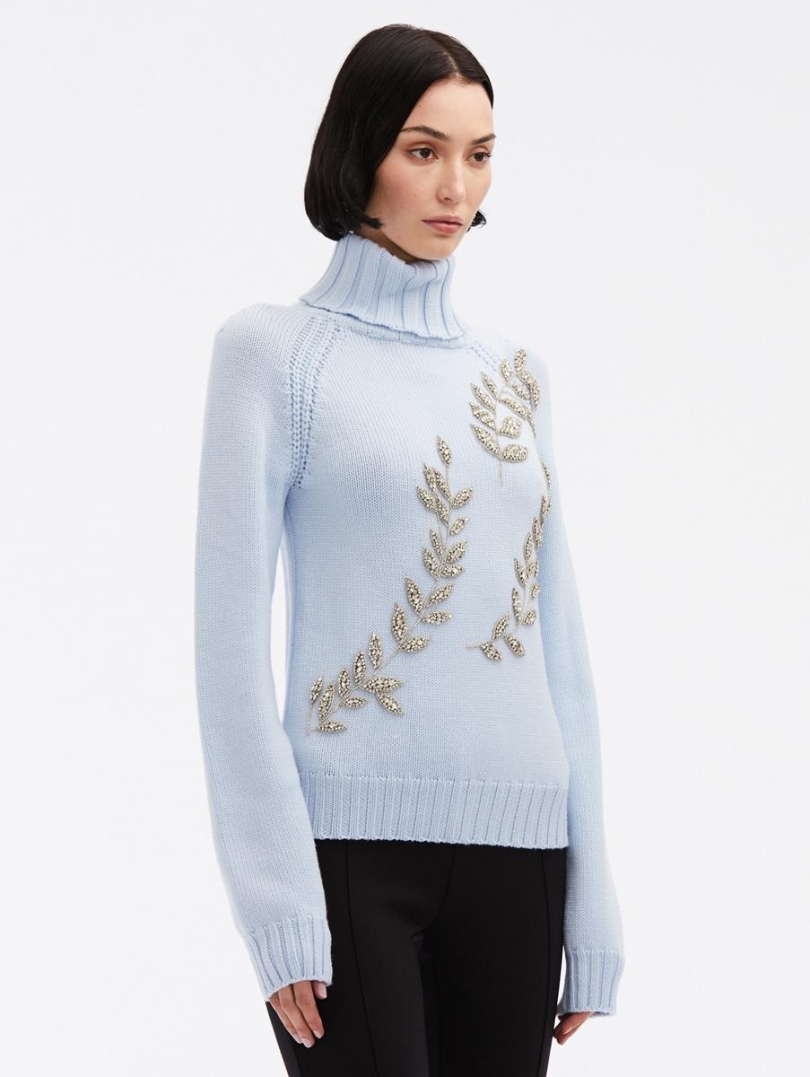 CRYSTAL LEAVES EMBROIDERED PULLOVER - 4
