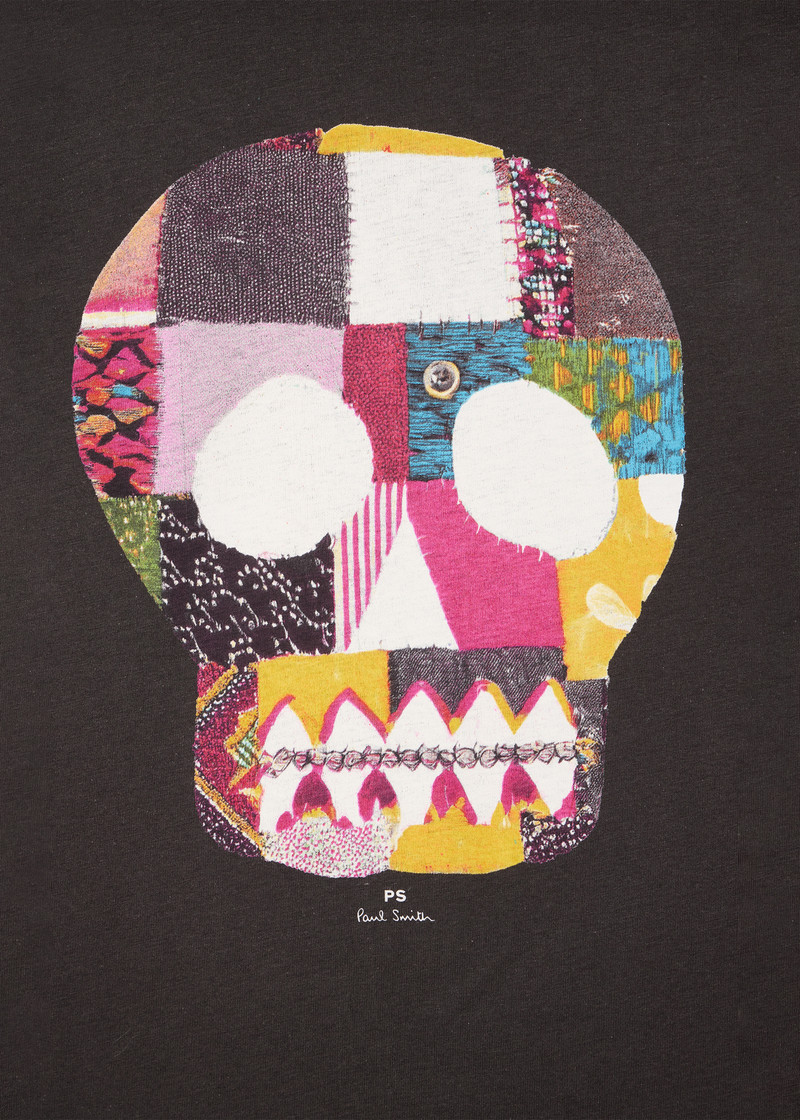 Paul Smith Charcoal Grey 'Fabric Skull' Print T-Shirt outlook