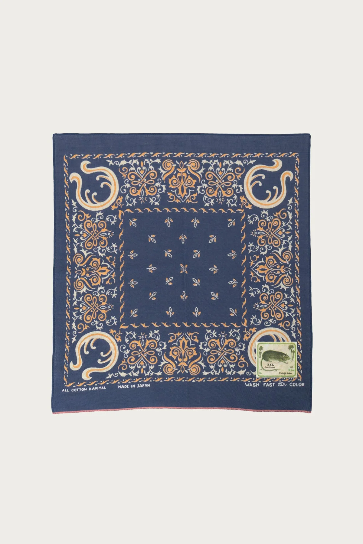 Fastcolor Selvedge Bandanna (Antler NAJA) 15x15 - Navy - 1