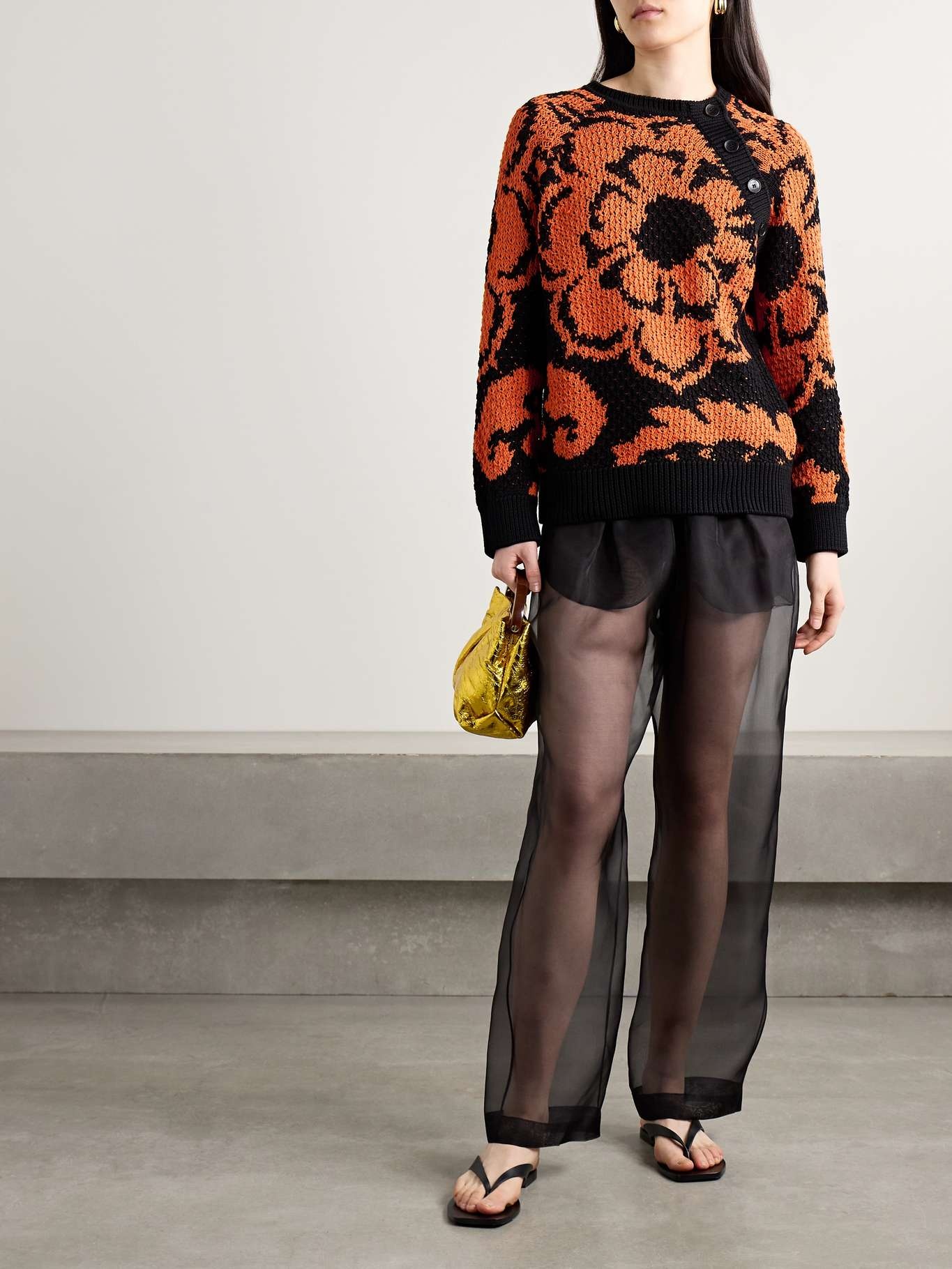 Cotton-jacquard sweater Orange - 2