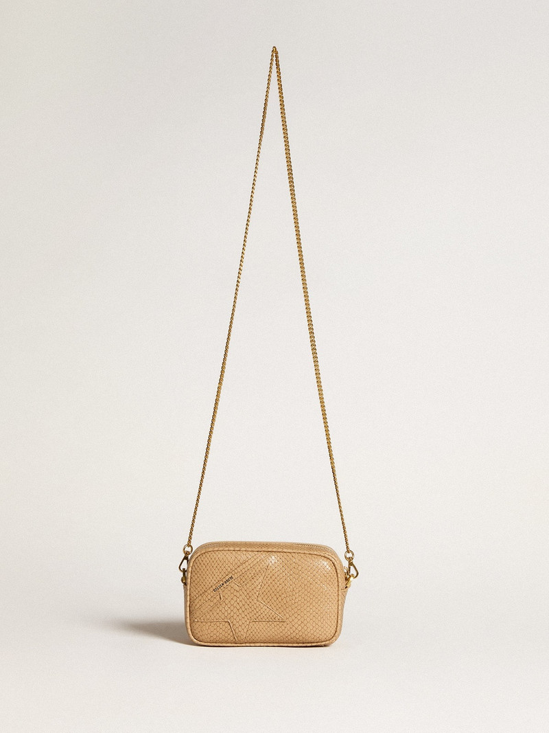 Golden Goose Mini Star Bag in beige snake-print leather outlook