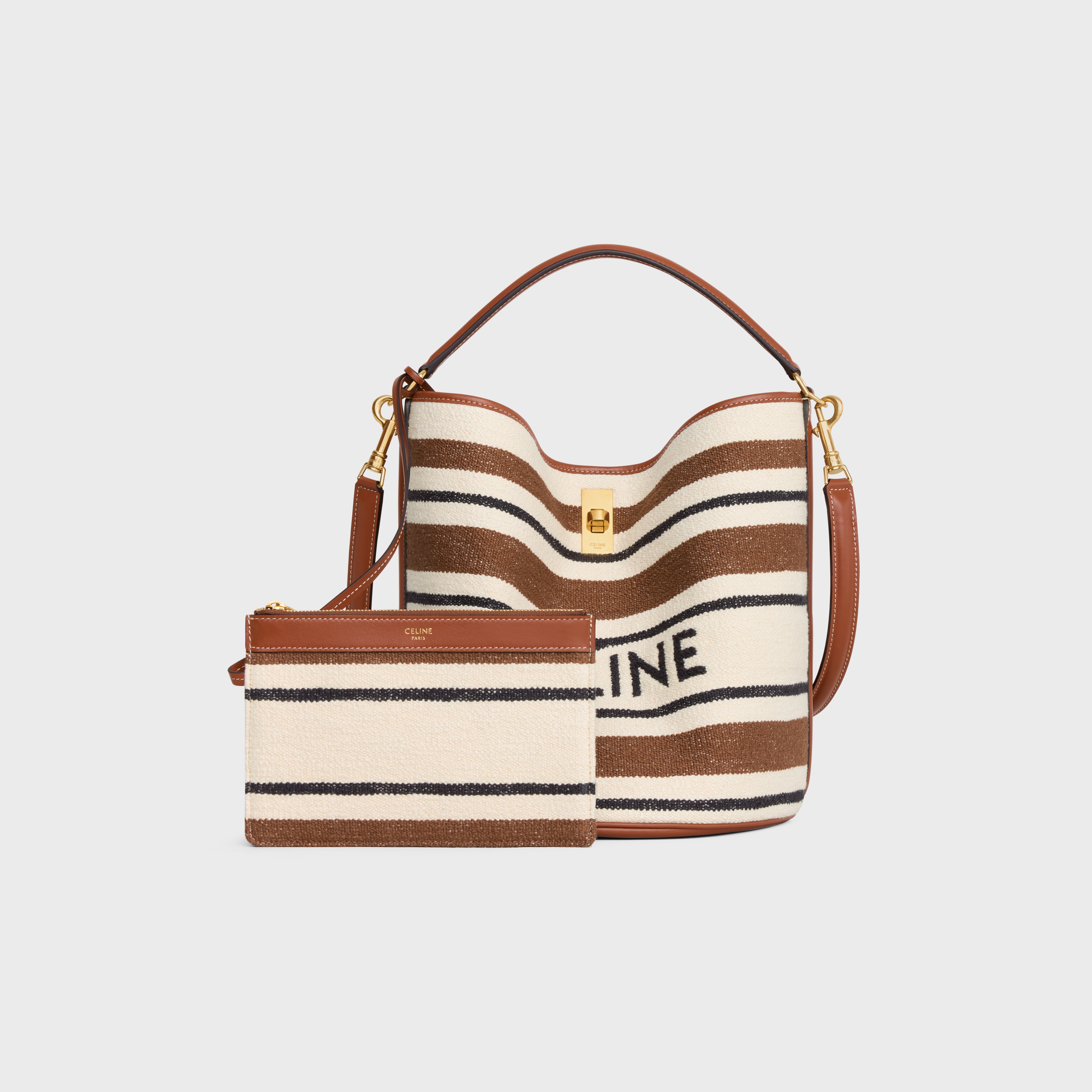 CELINE Bucket 16 Bag in striped textile with celine JACQUARD