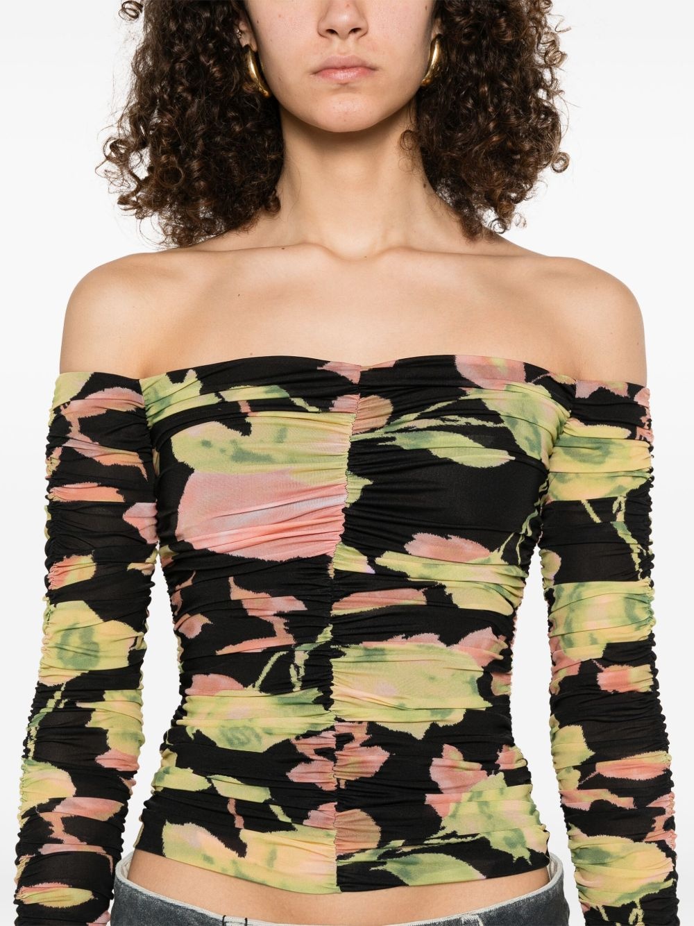 floral-print ruched top - 5