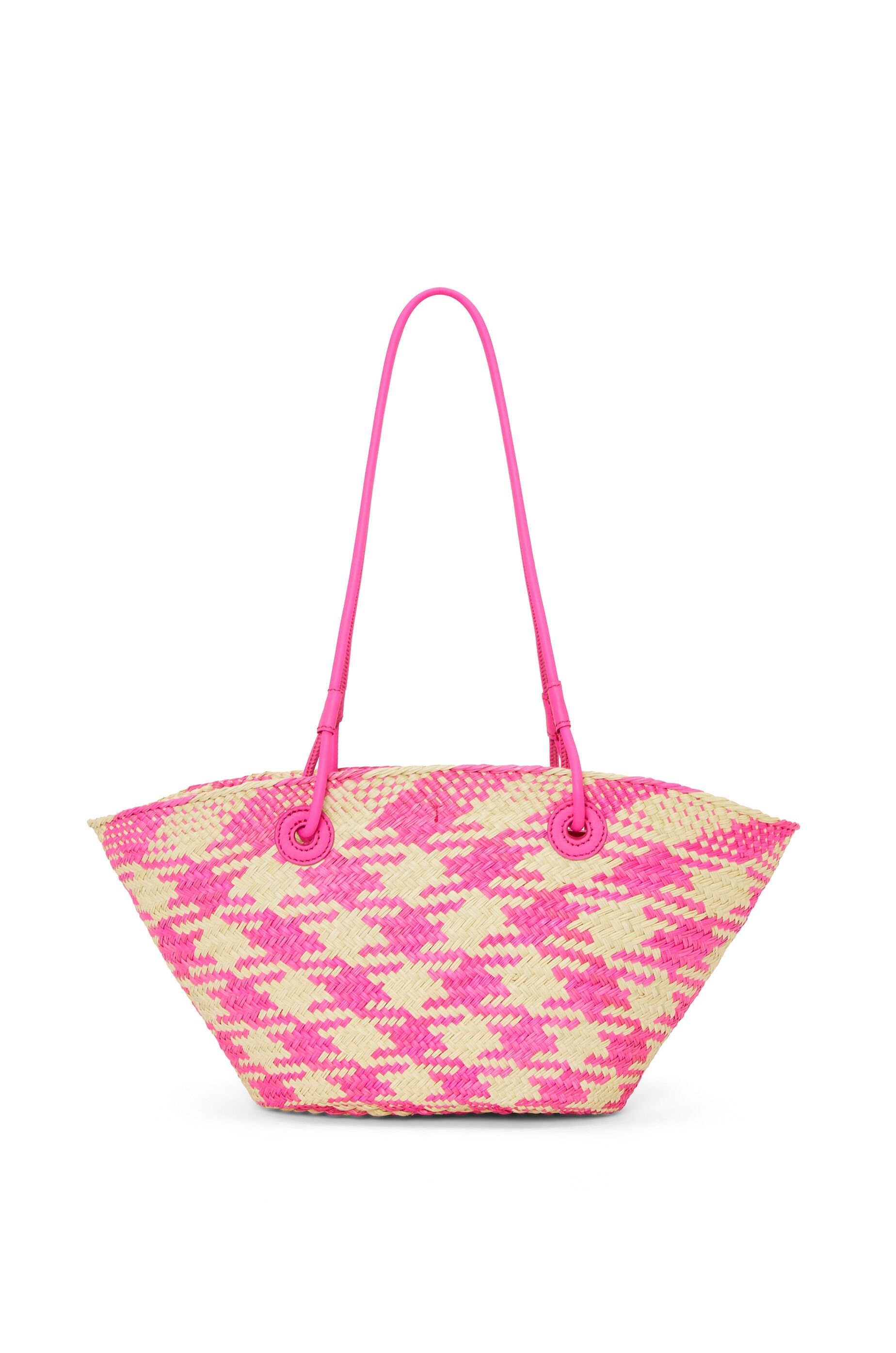 Small Anagram Basket bag in iraca palm and calfskin - 3