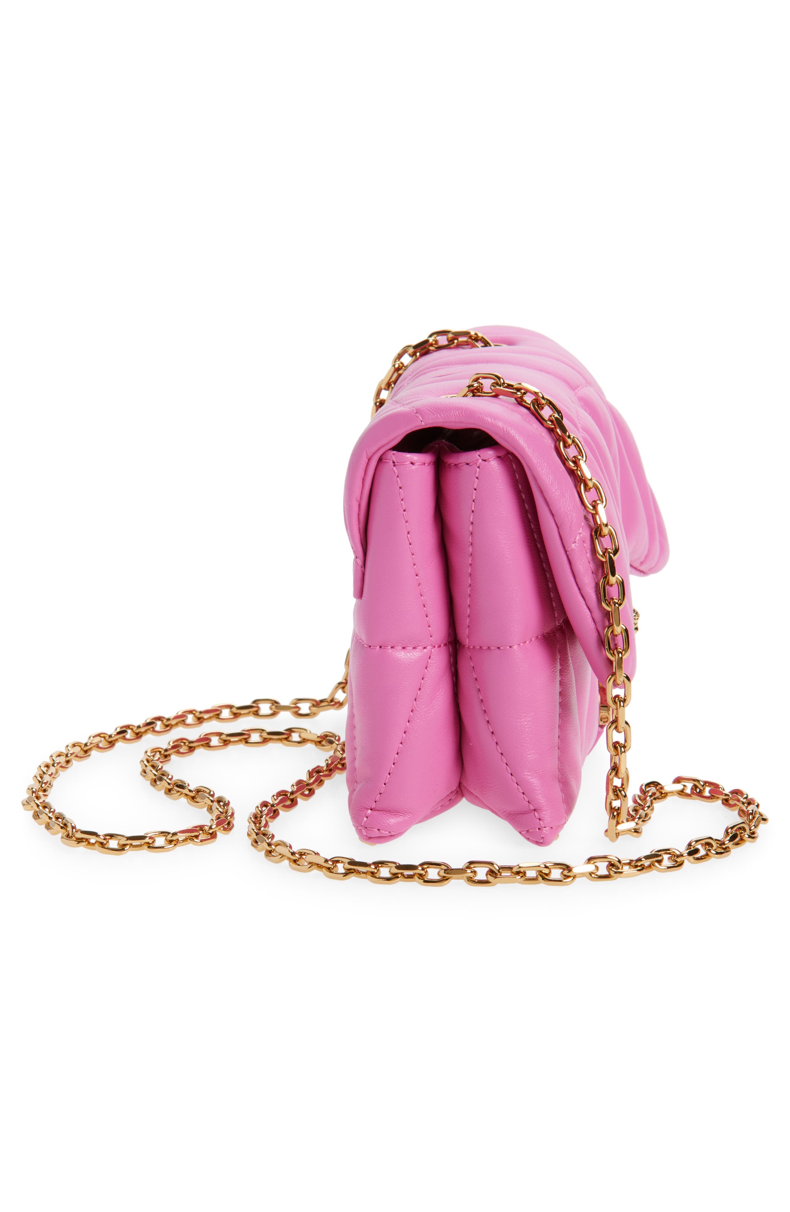 Versace Mini Kleio Quilted Leather Shoulder Bag in Dragon Fruit Gold at Nordstrom - 6