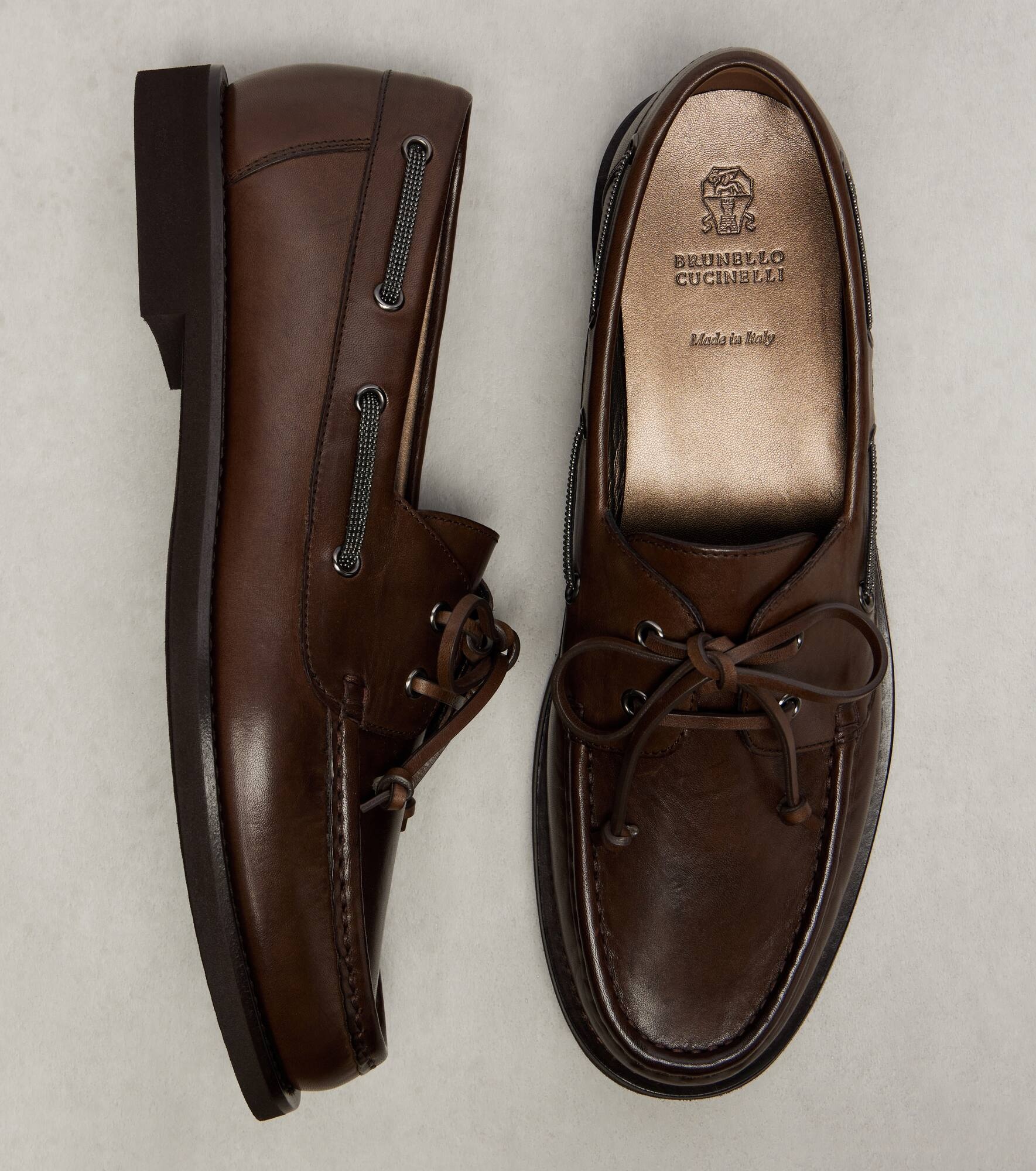 Monili leather boat shoes - 5