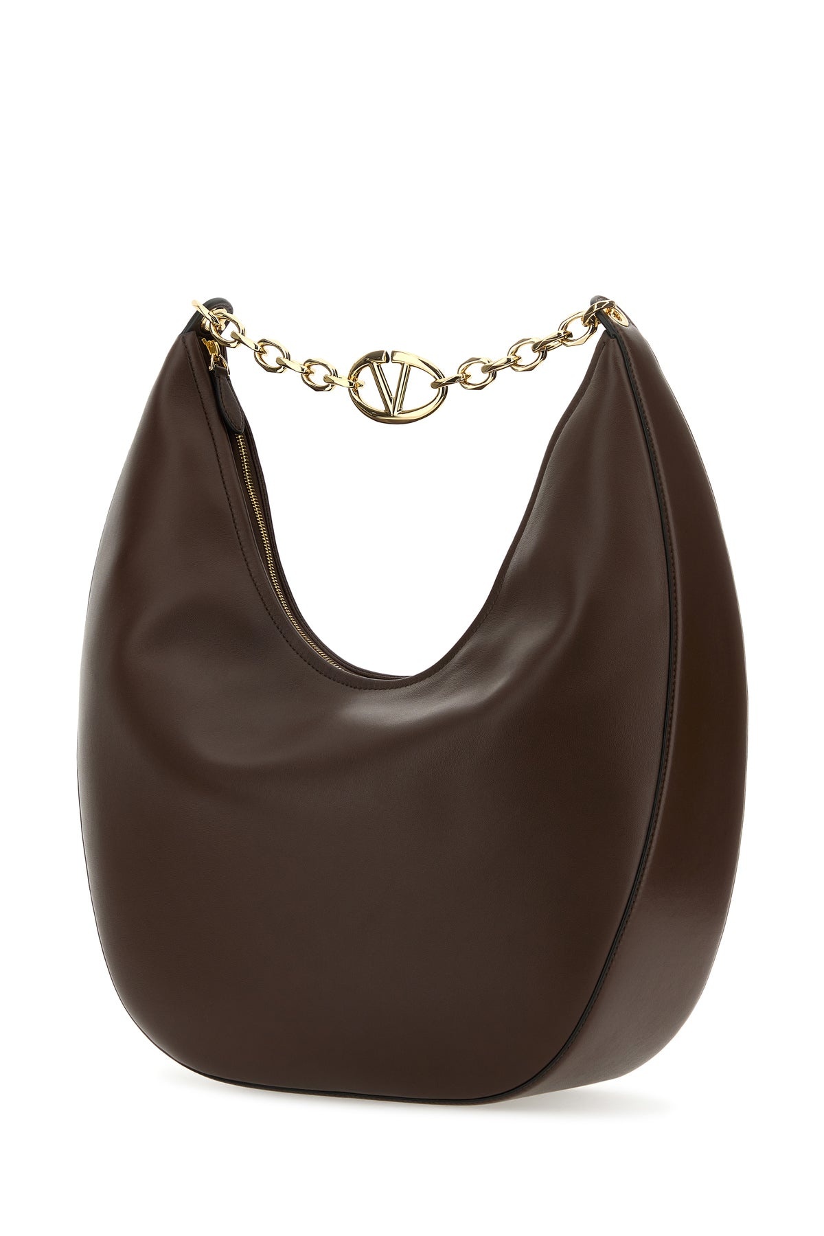 Brown leather medium VLogo Moon shoulder bag - 2