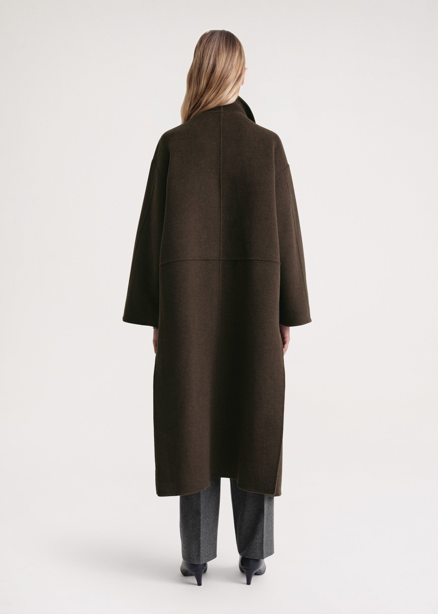 Signature wool cashmere coat chocolate melange - 4