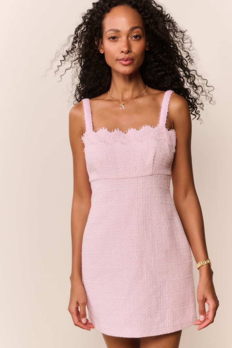 LoveShackFancy Willamina Lace Tweed Mini Dress outlook