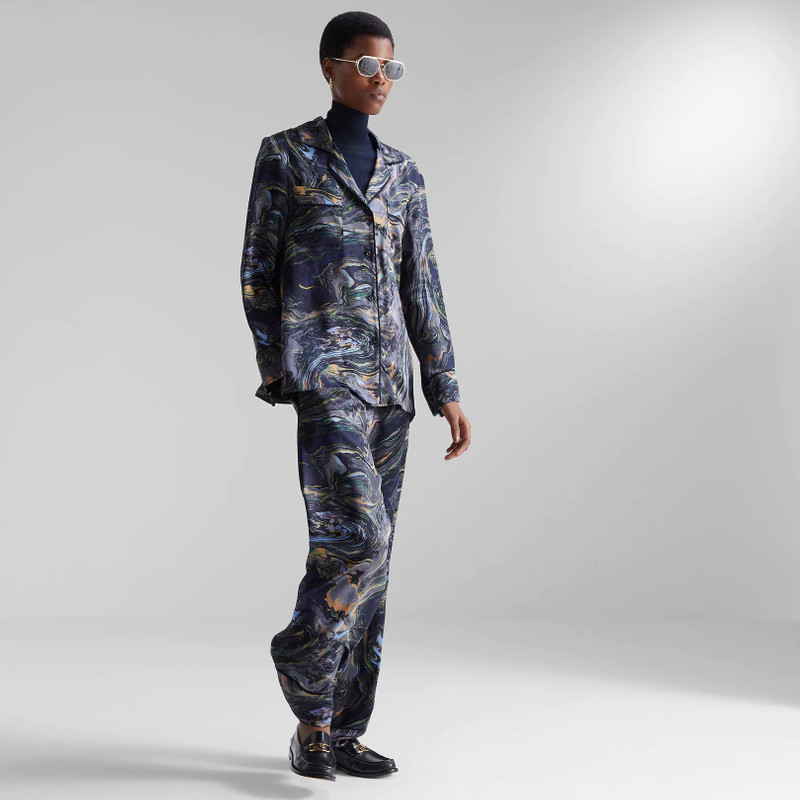 FENDI Blue satin crêpe pants outlook