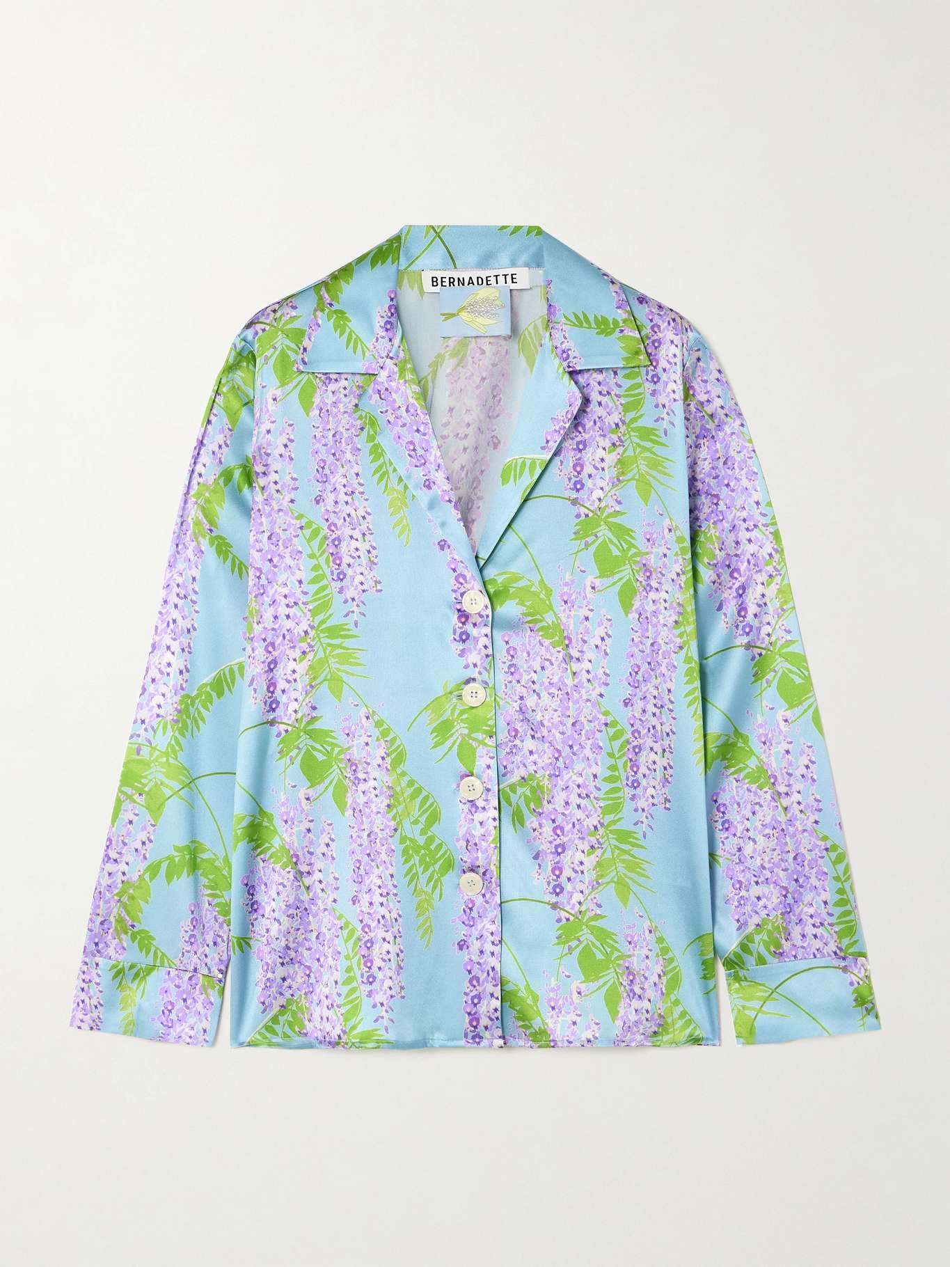 Louis floral-print stretch-silk pajama shirt - 1
