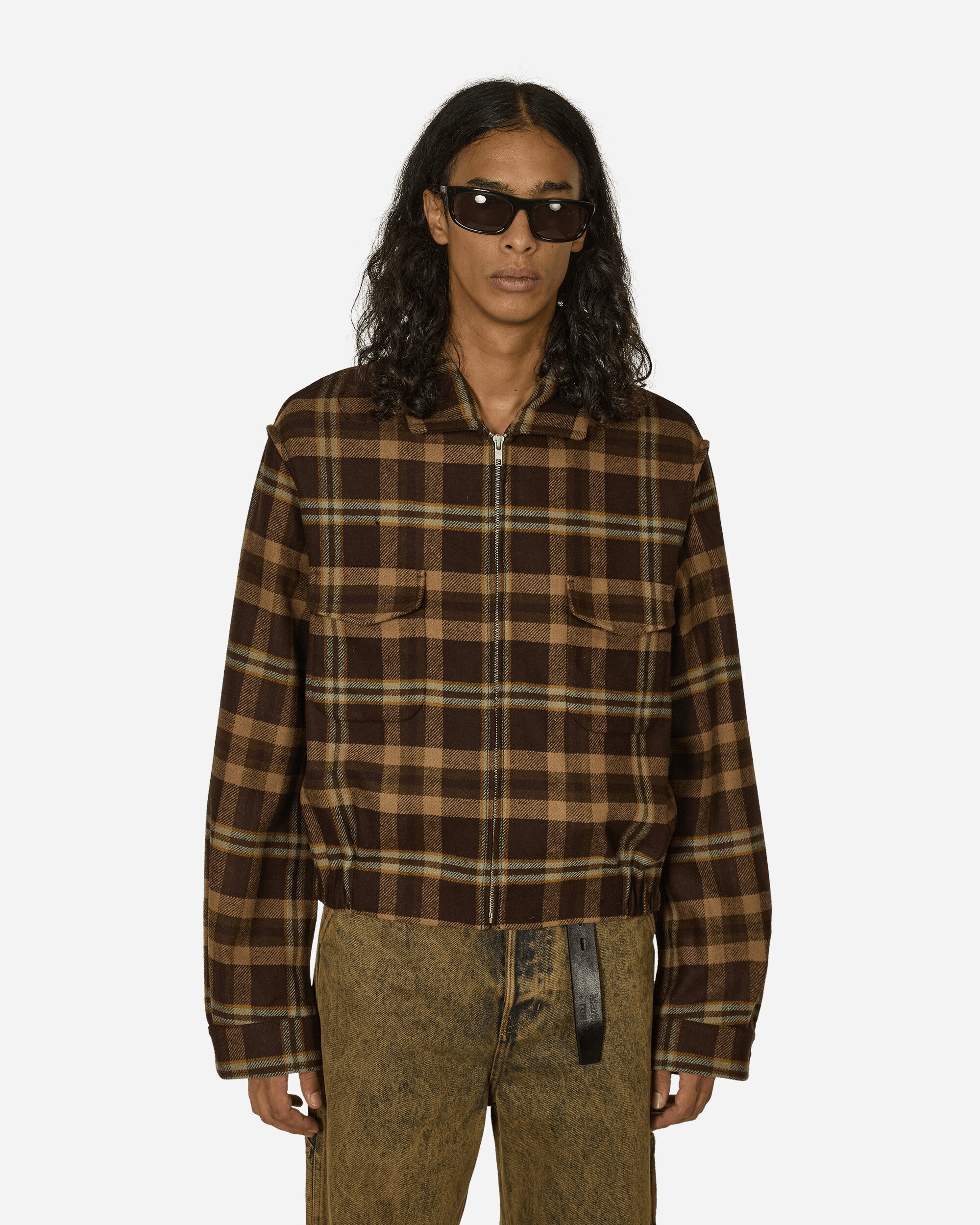 Tartan Simmo Vintage Zip-Up Jacket Brown - 1