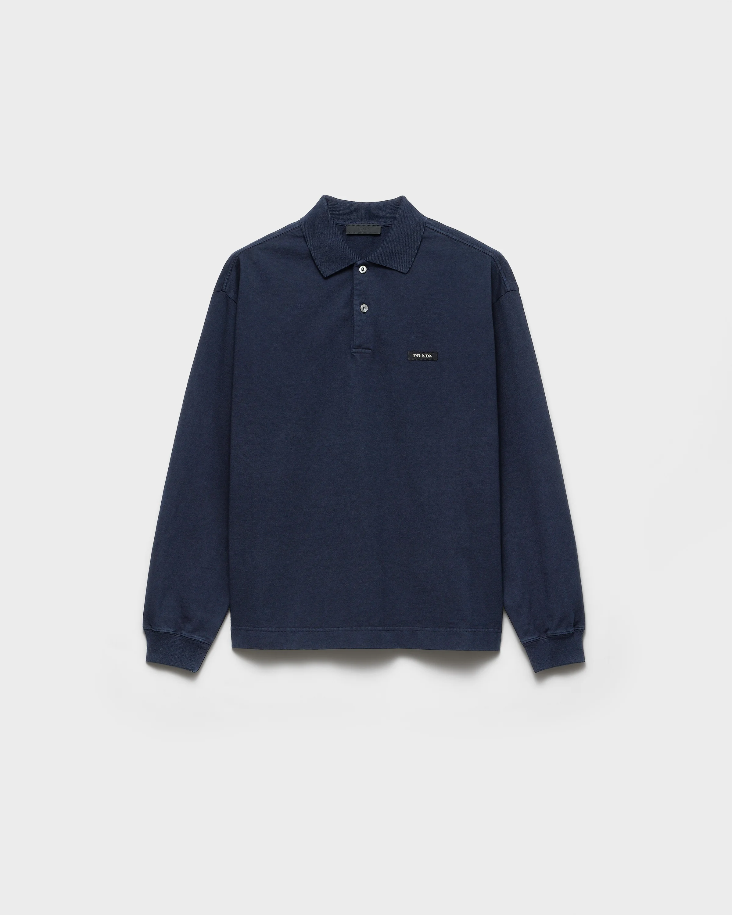 Long-sleeved cotton polo shirt - 1
