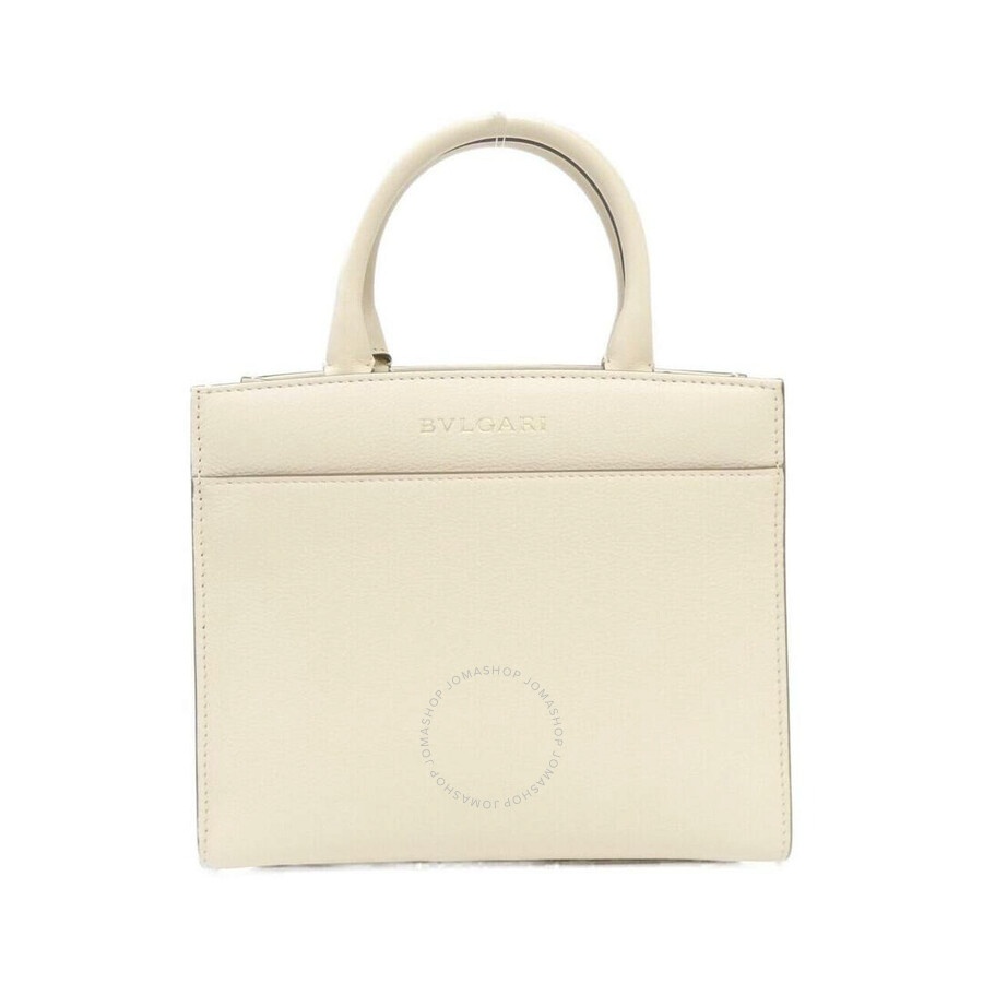 Bvlgari White Leather Logo Tote Bag - 2