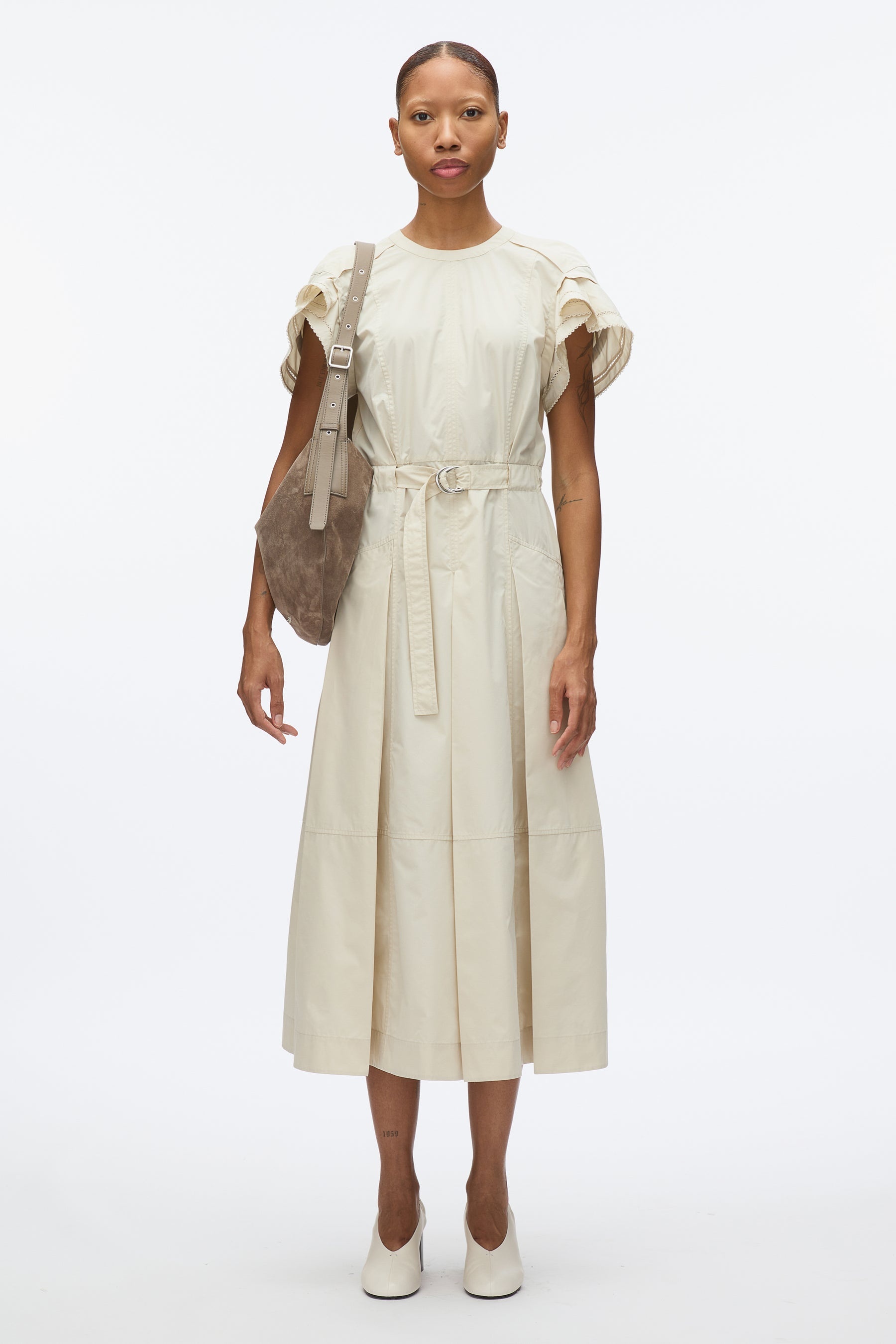 Cascade Petal Sleeve Shirt Dress - 1