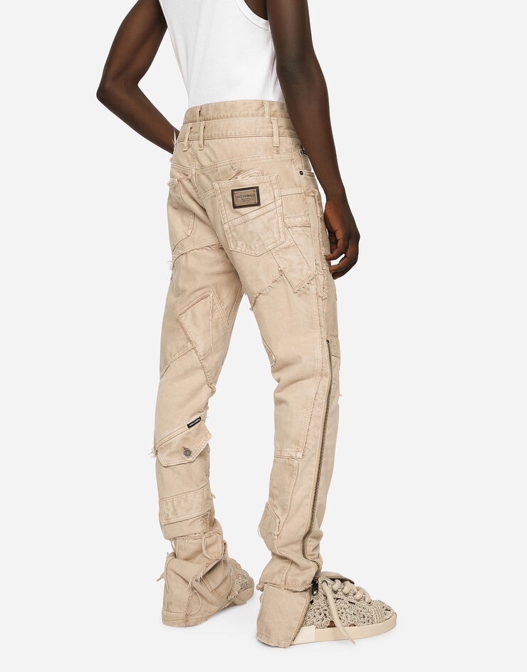 Overdyed patchwork denim jeans - 5