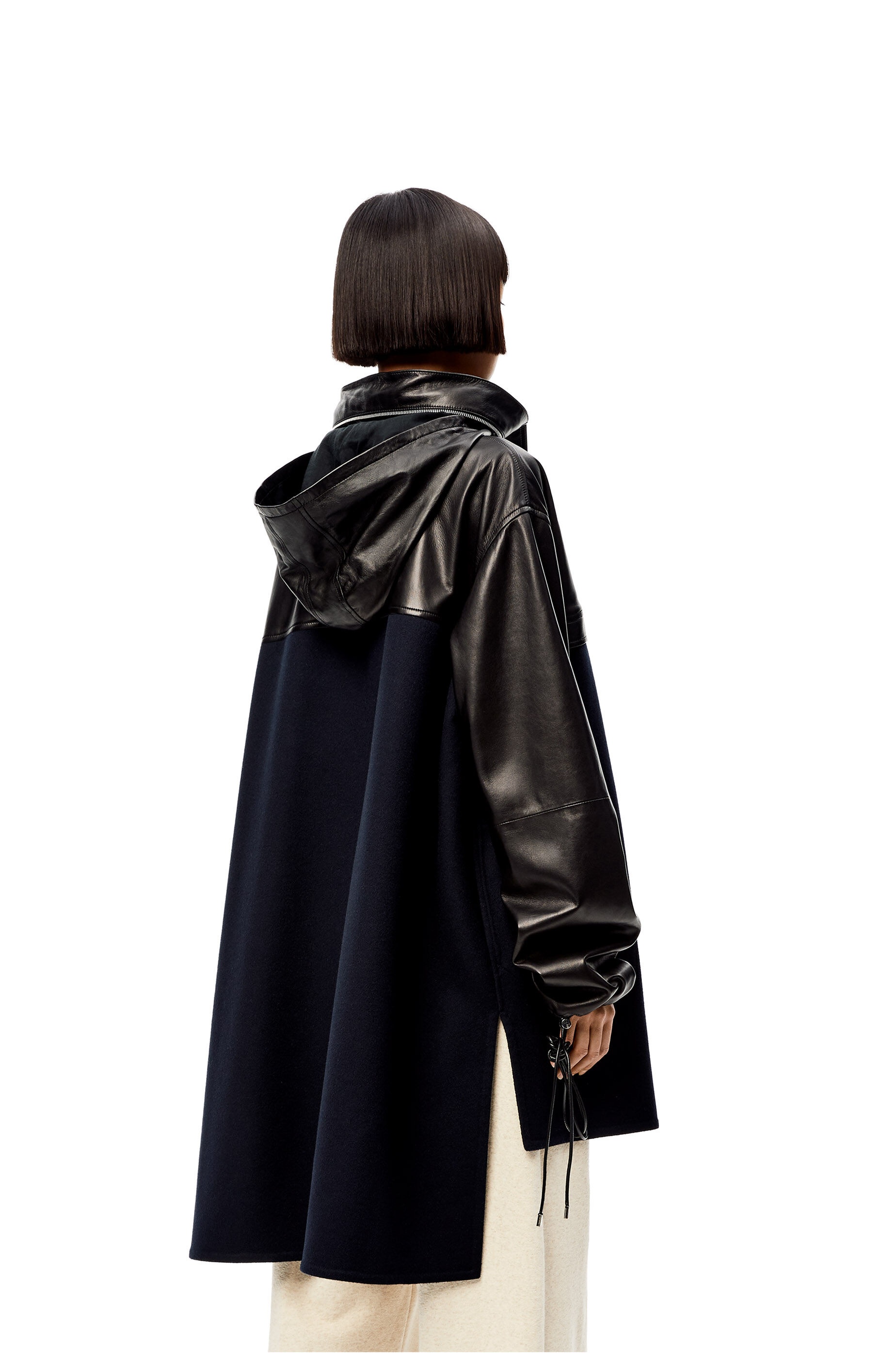 Bi-material parka in nappa and wool - 4