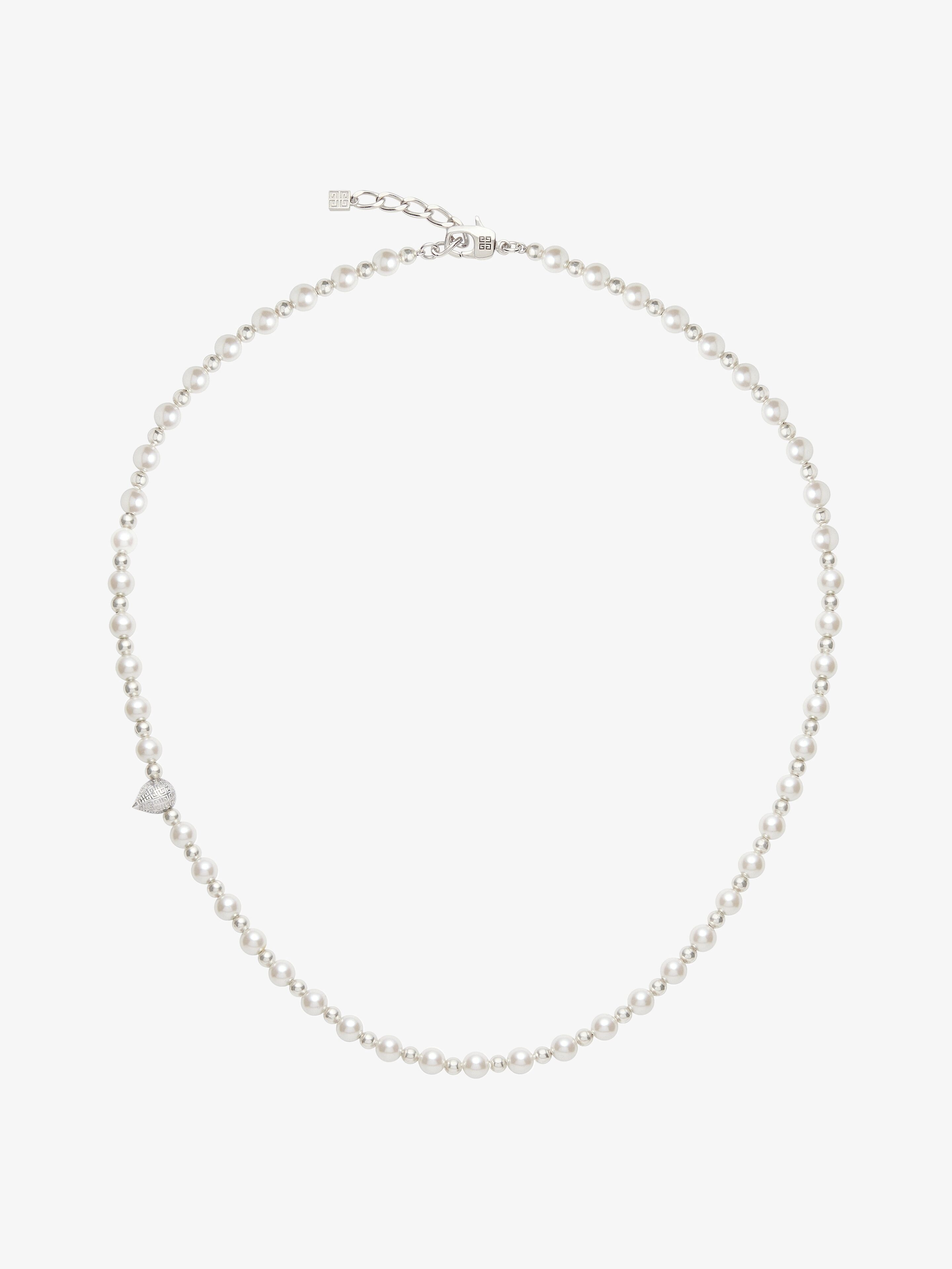 G STUD NECKLACE IN METAL WITH PEARLS - 4