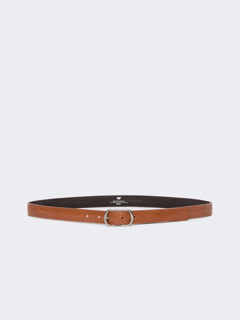 VIGNOLA Crocodile-print leather belt 1