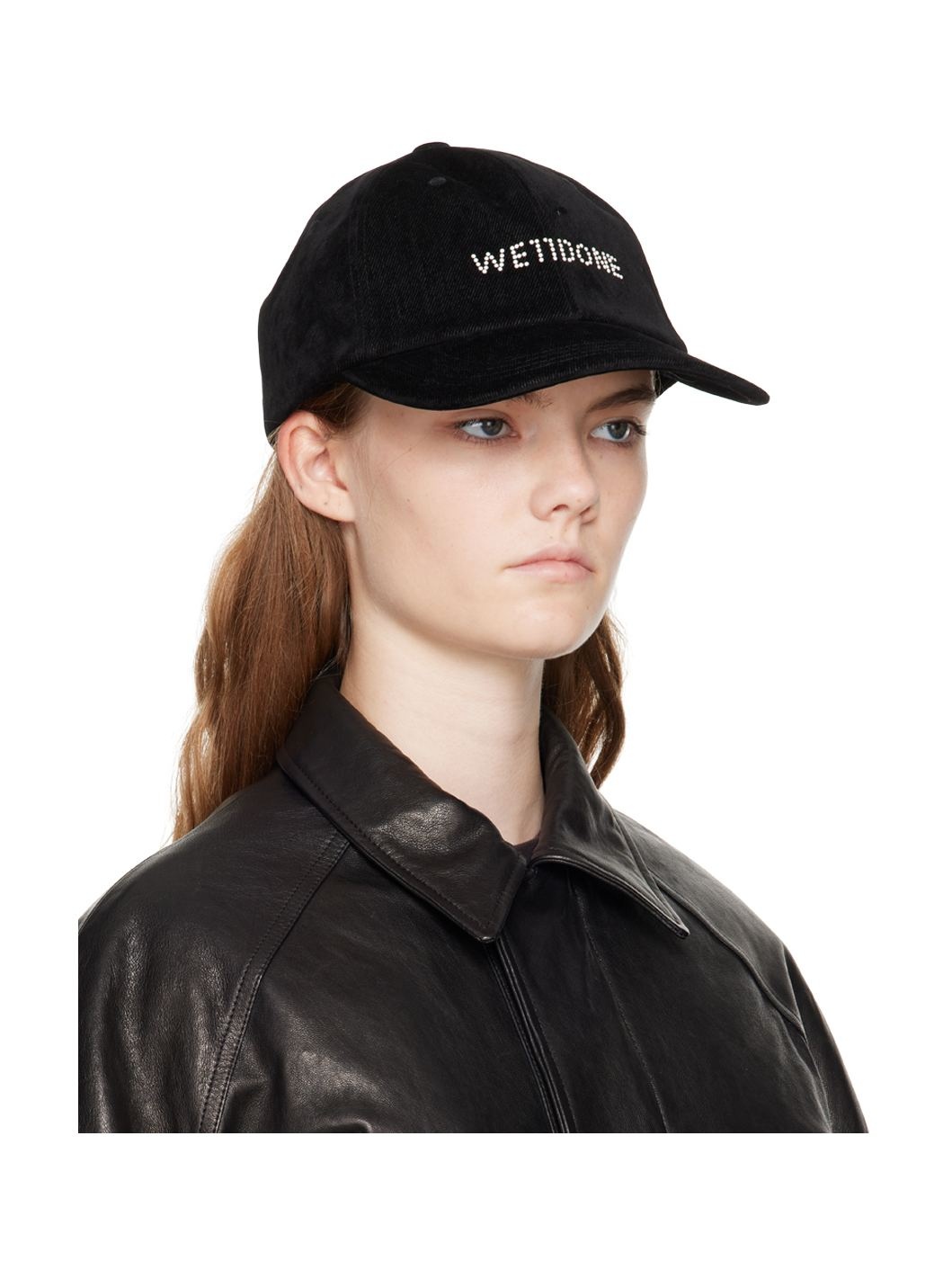 Black Velvet-Denim Cap - 2