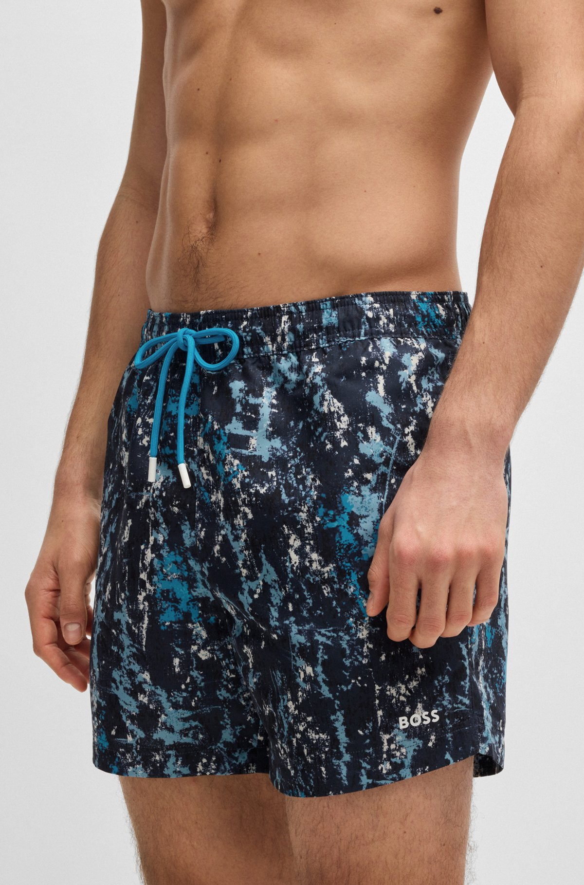 PRINTED SWIM SHORTS WITH LOGO DETAIL - 3