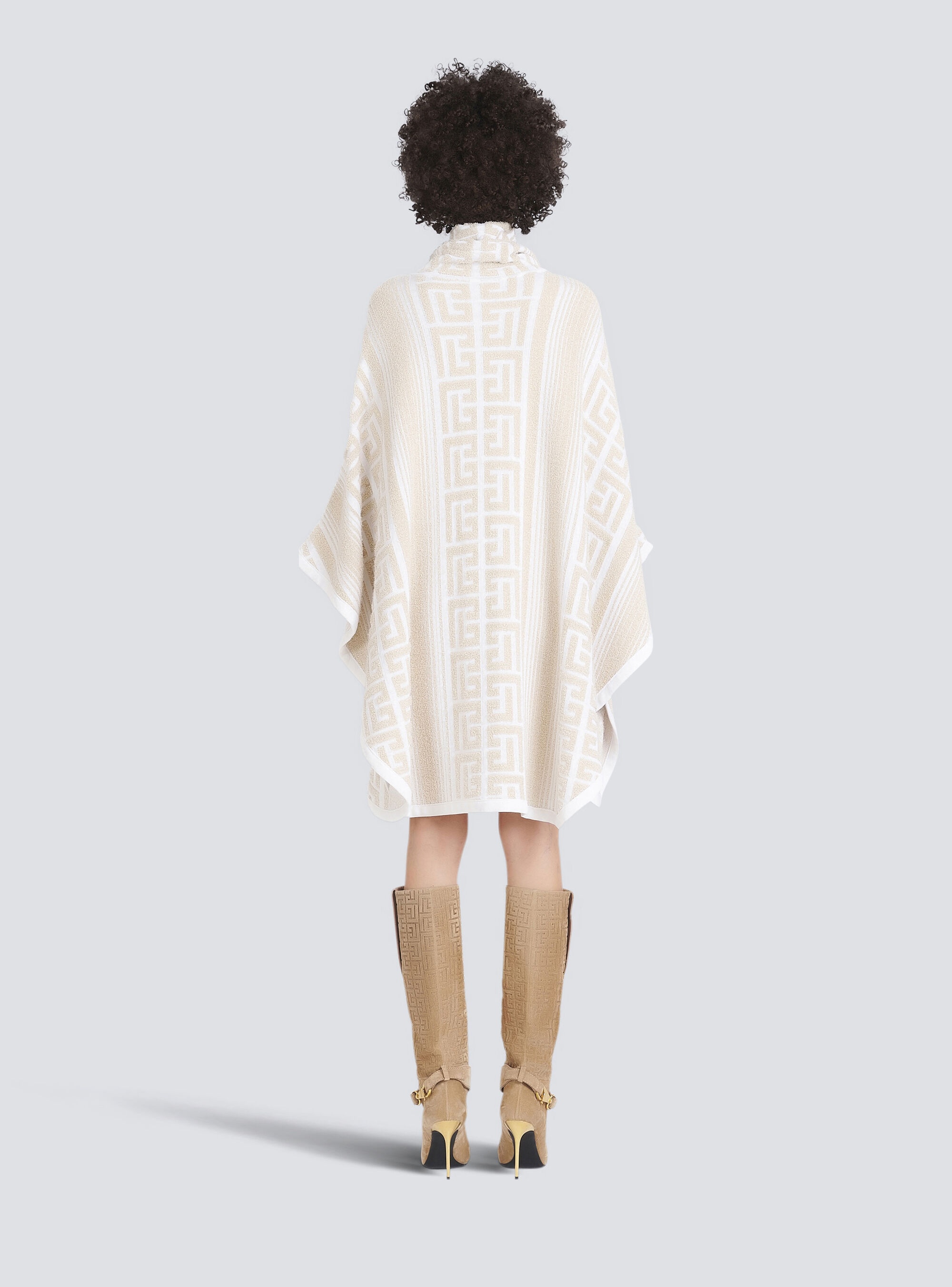 Knit poncho with Balmain monogram - 4