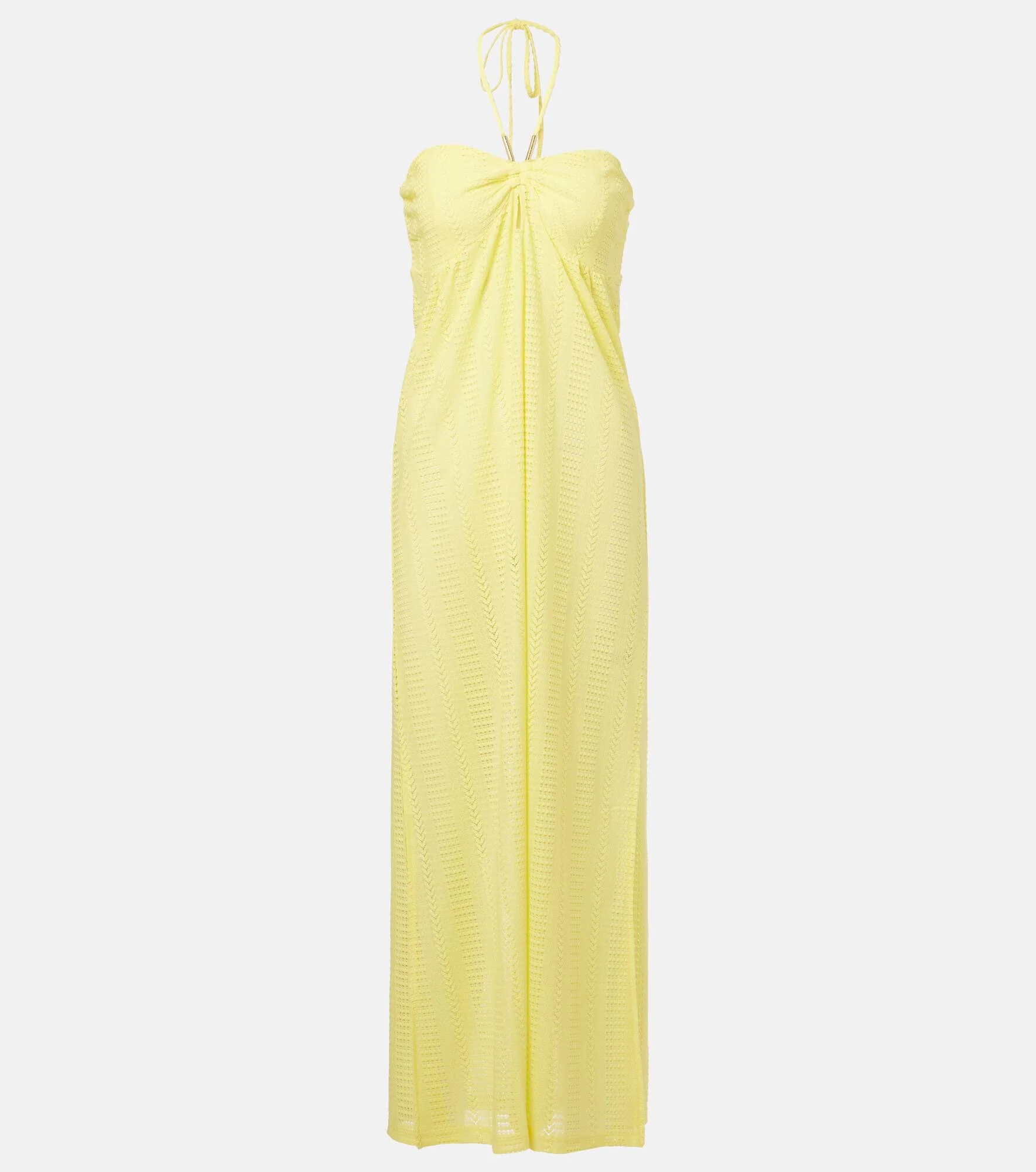 Mila semi-sheer halterneck maxi dress - 1