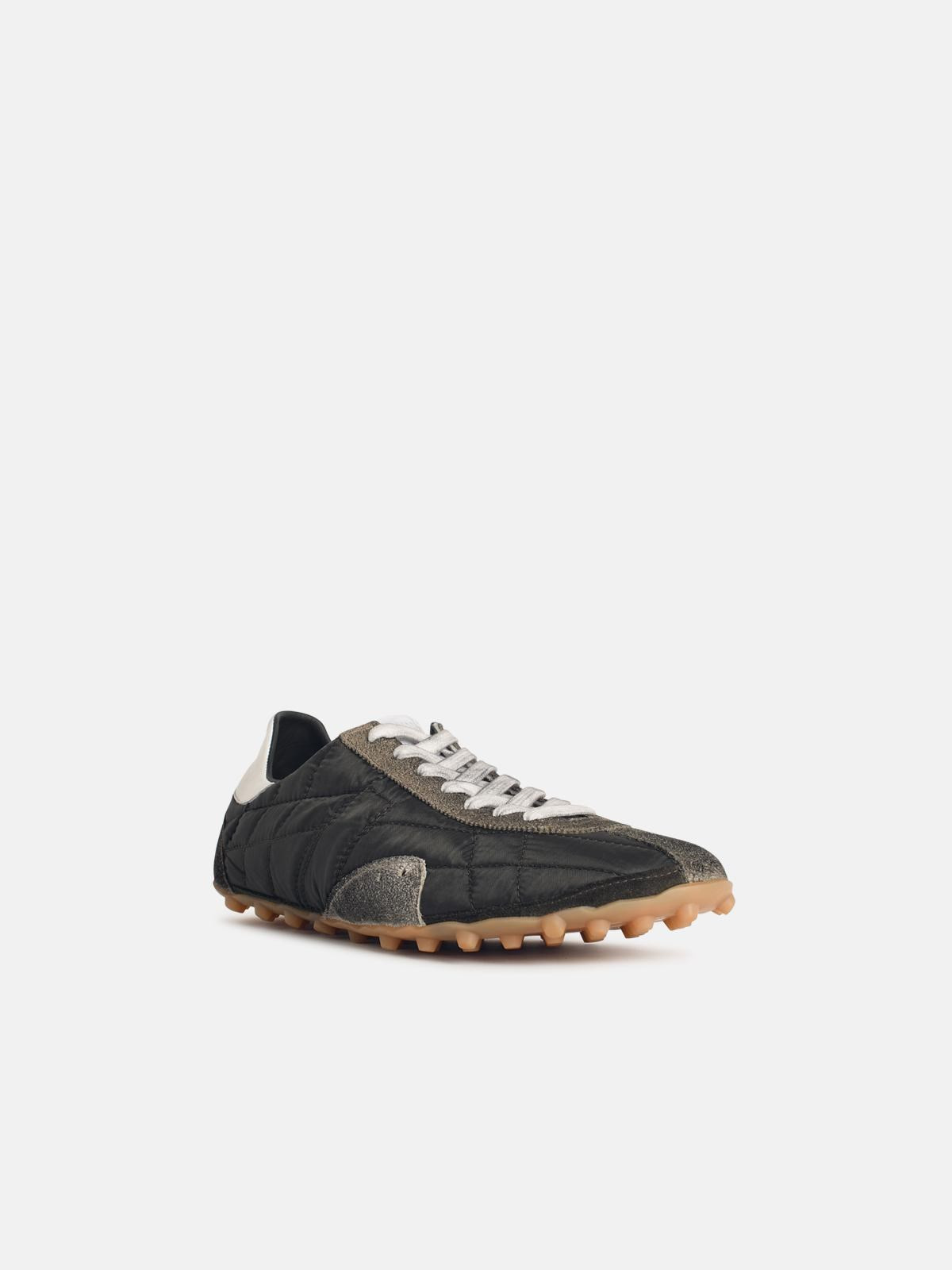 SNEAKERS IN QUILTED FABRIC AND DARK GREEN SUEDE - 2