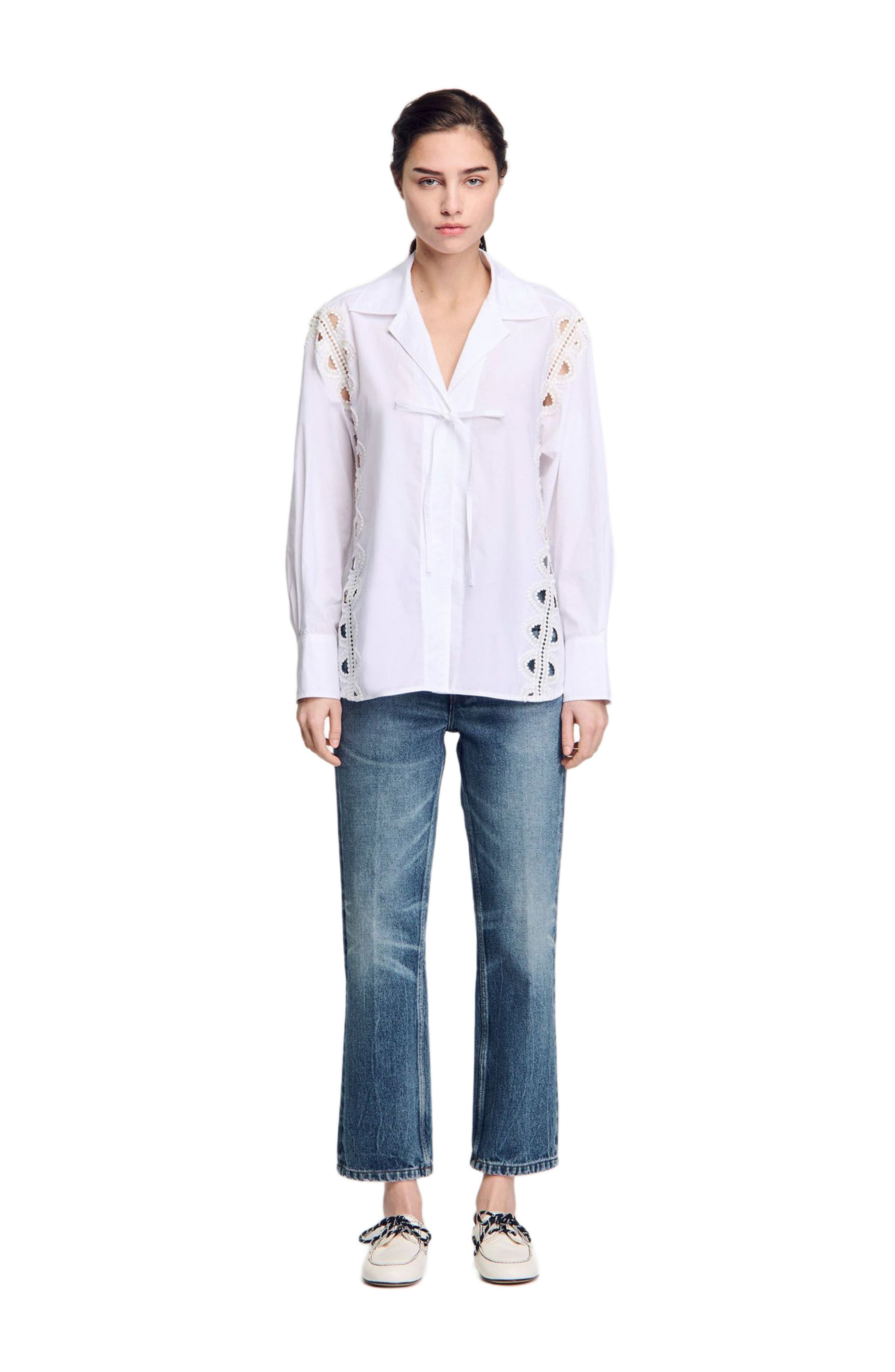 SANDRO Poplin shirt in White at Nordstrom - 1