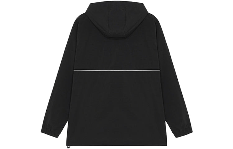 New Balance Men's New Balance Logo Embroidered Half Zipper hooded track Jacket Black MJ13580-BK - 2