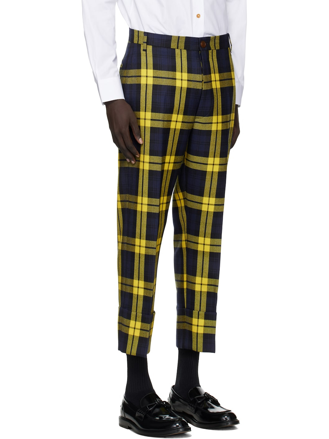 Navy & Yellow Cropped George Trousers - 2