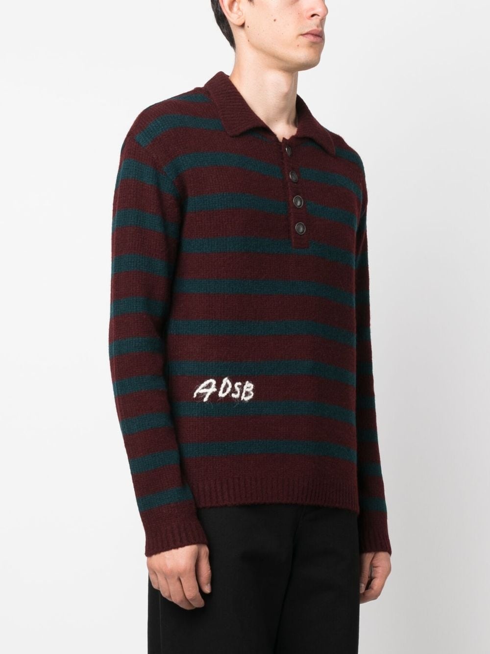 logo-embroidered striped polo shirt - 3