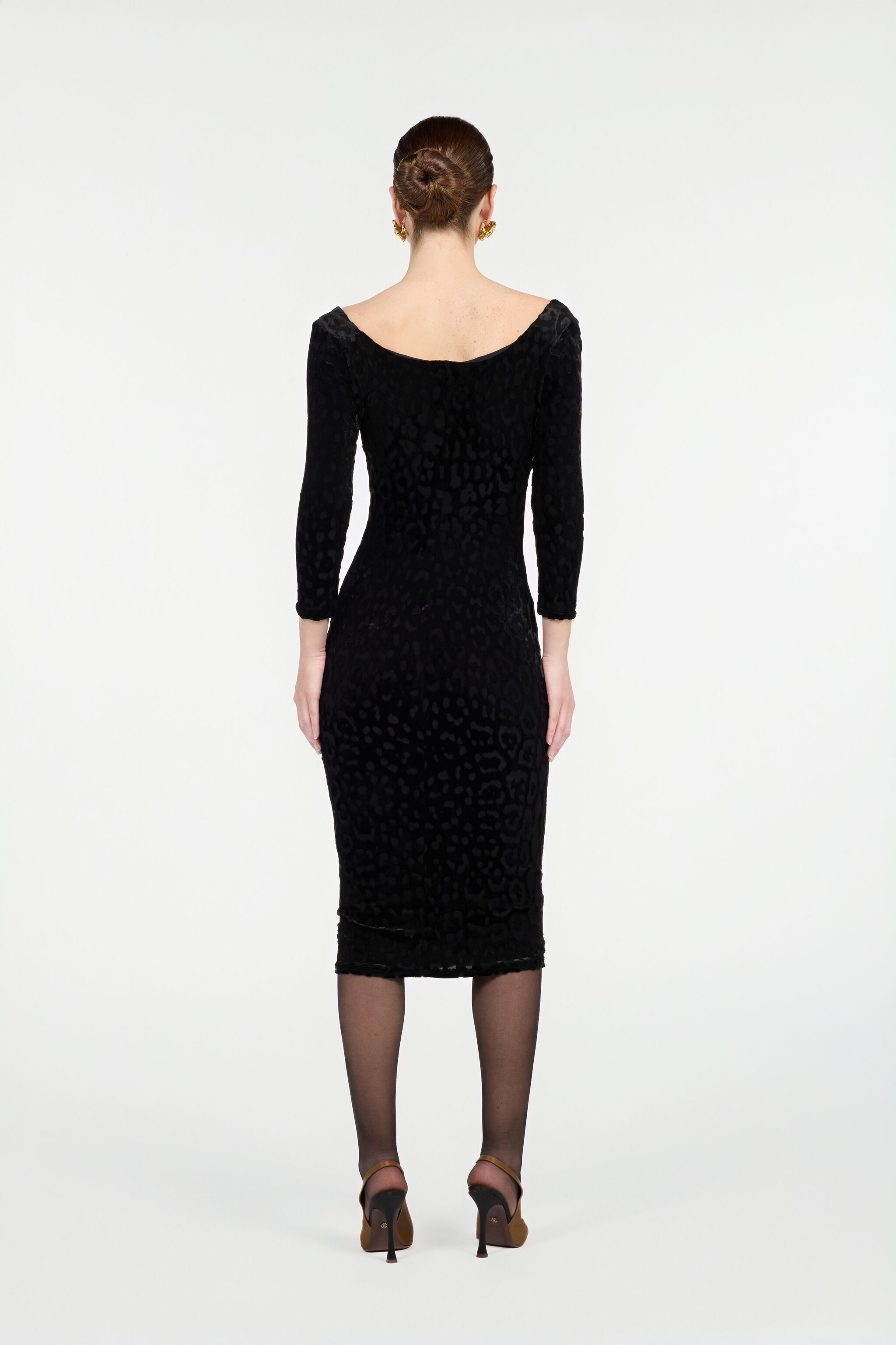 Black Sheath Dress With Jaguar Skin Pattern - 4