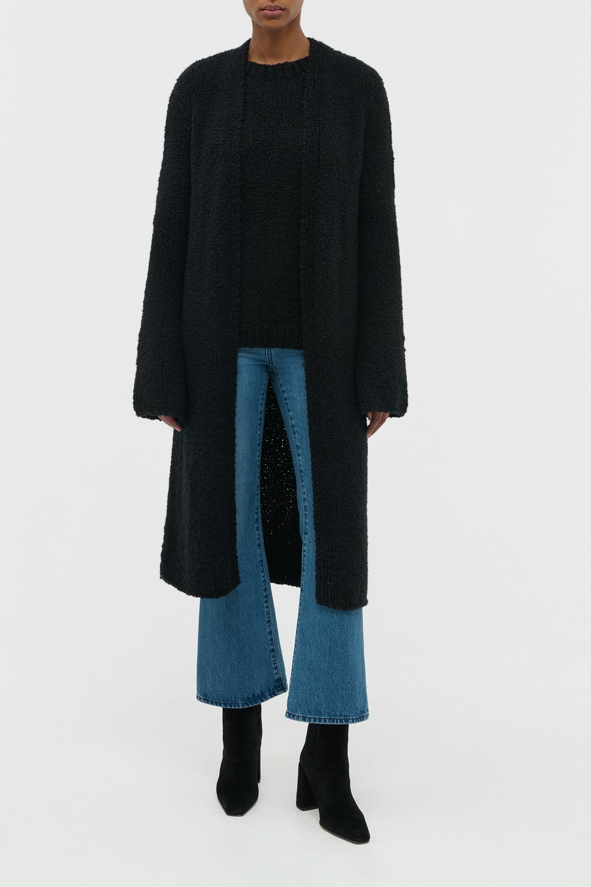 Uxia Knit Cardigan in Black Cashmere Boucle - 2