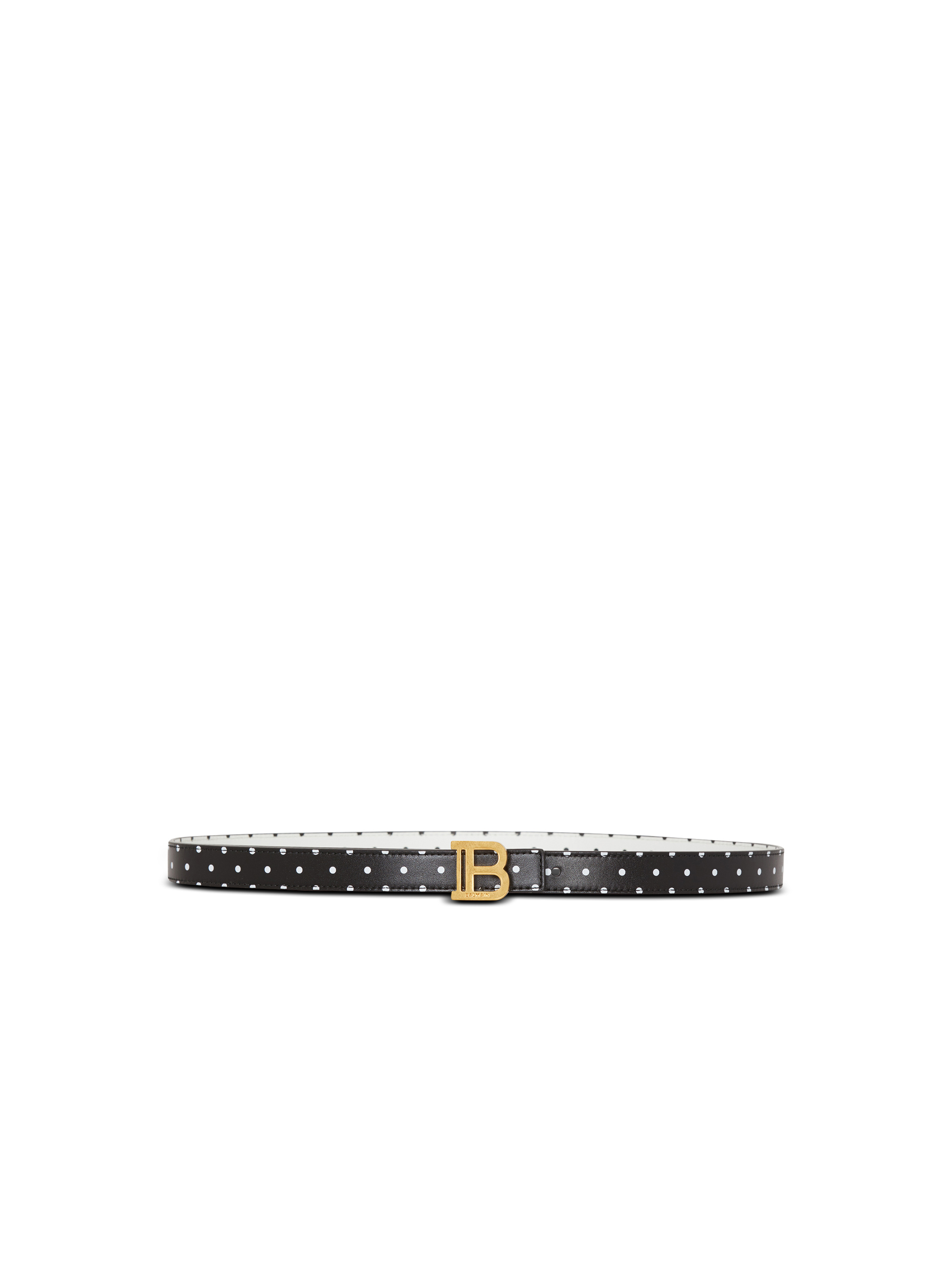 Thin reversible calfskin B-Belt with Polka Dots print - 1