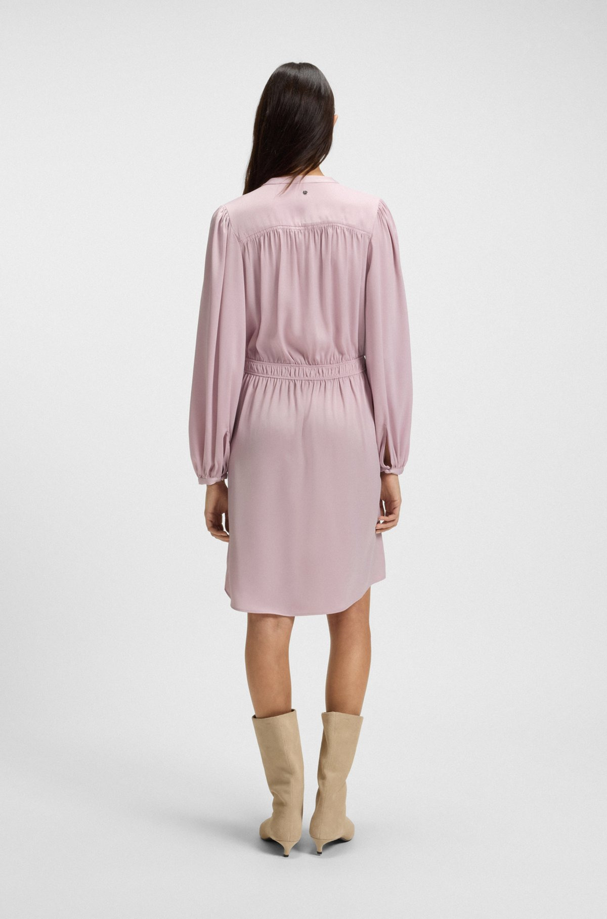 CRINKLE-SATIN MINI DRESS WITH GATHERED DETAILS - 4