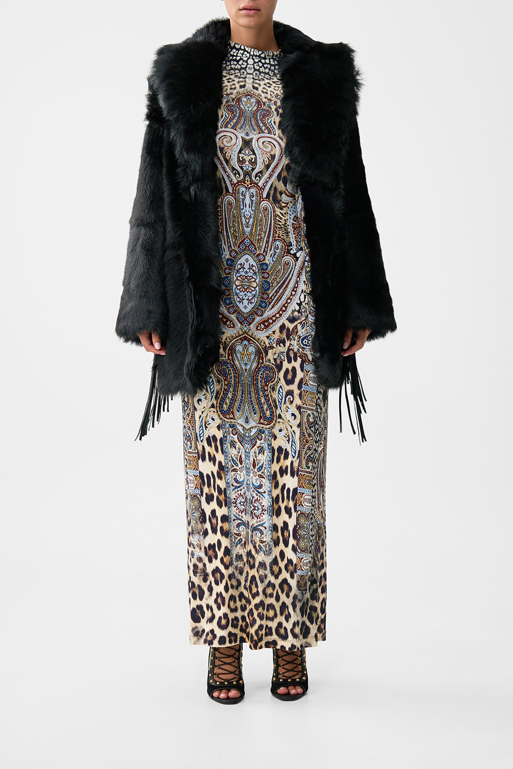 SHEARLING COAT WITH REMOVABLE FRINGING - 2