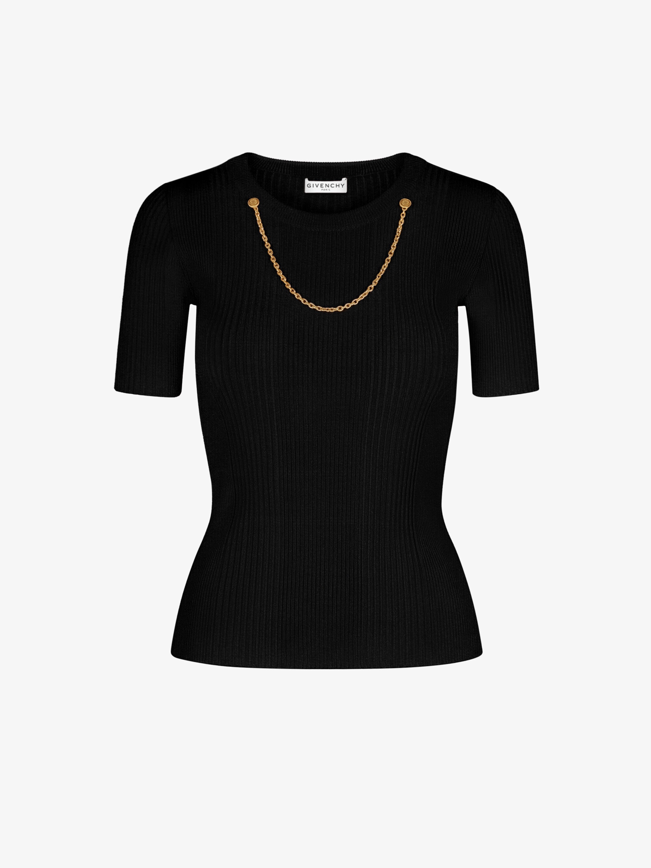 Ribbed knit top with chain - 1