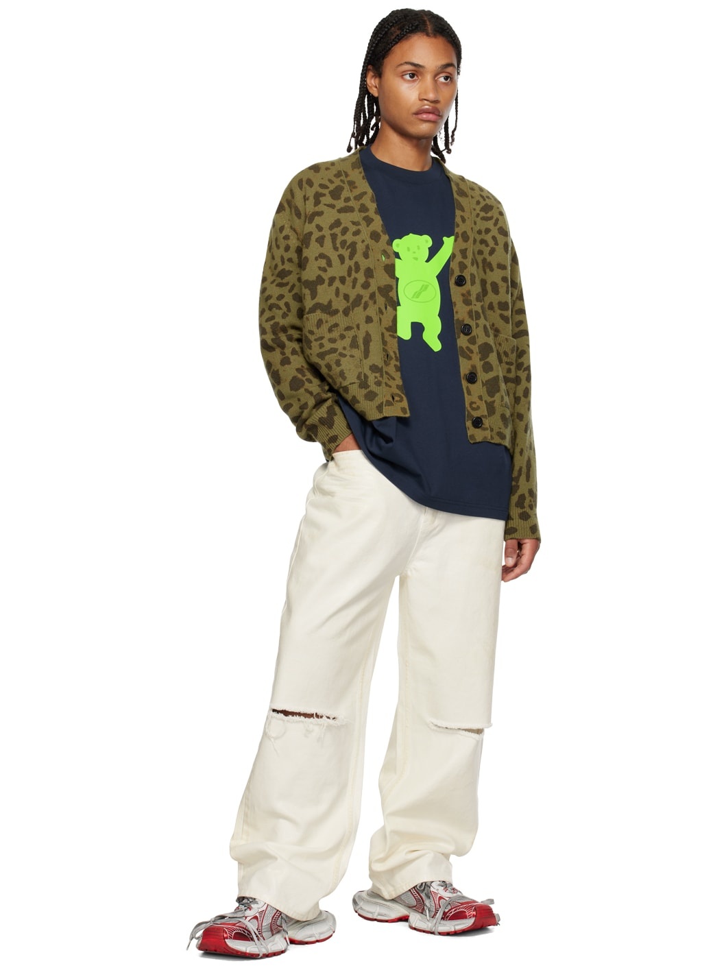 Khaki & Brown Leopard Cardigan - 4