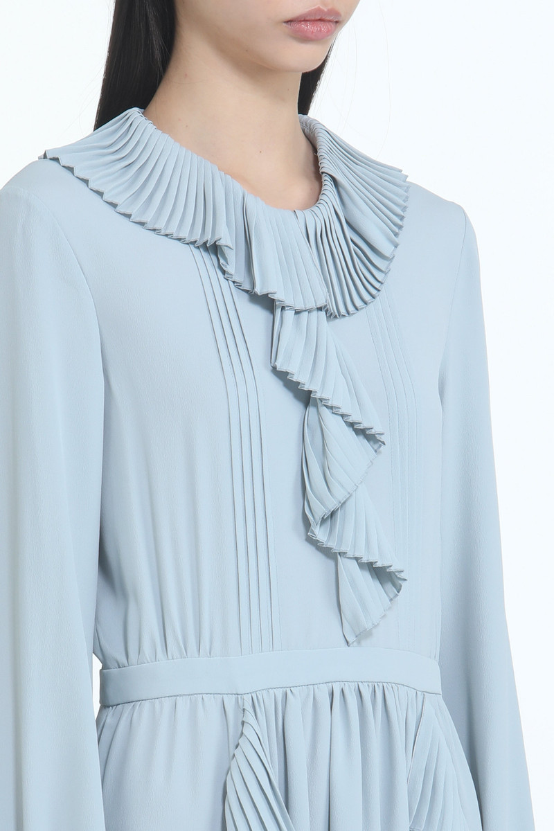 BELOW-THE-KNEE DRESS WITH RUFFLES AND PLEATED COLLAR 5
