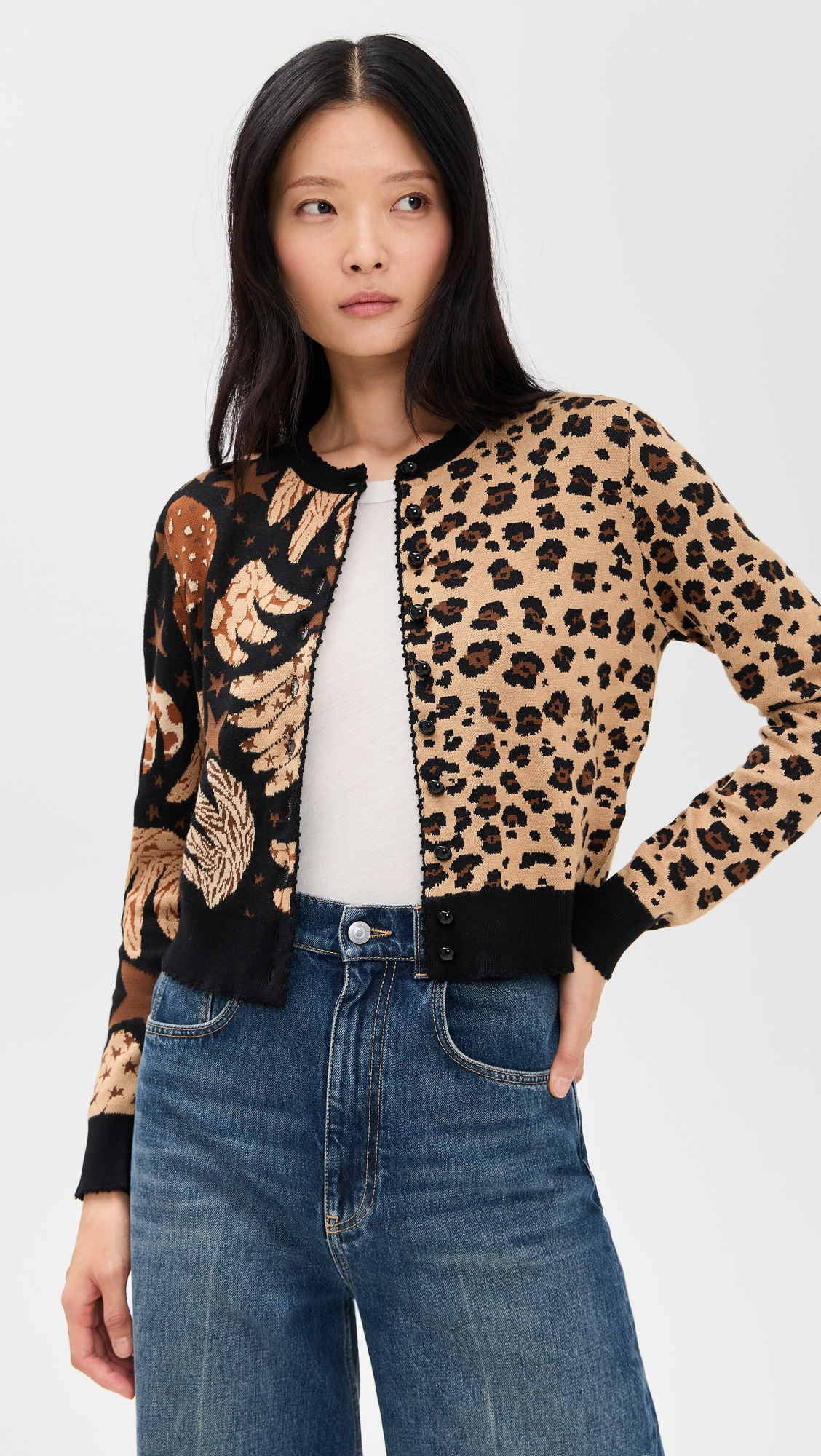 Banana Leopard Mixed Cardigan - 1